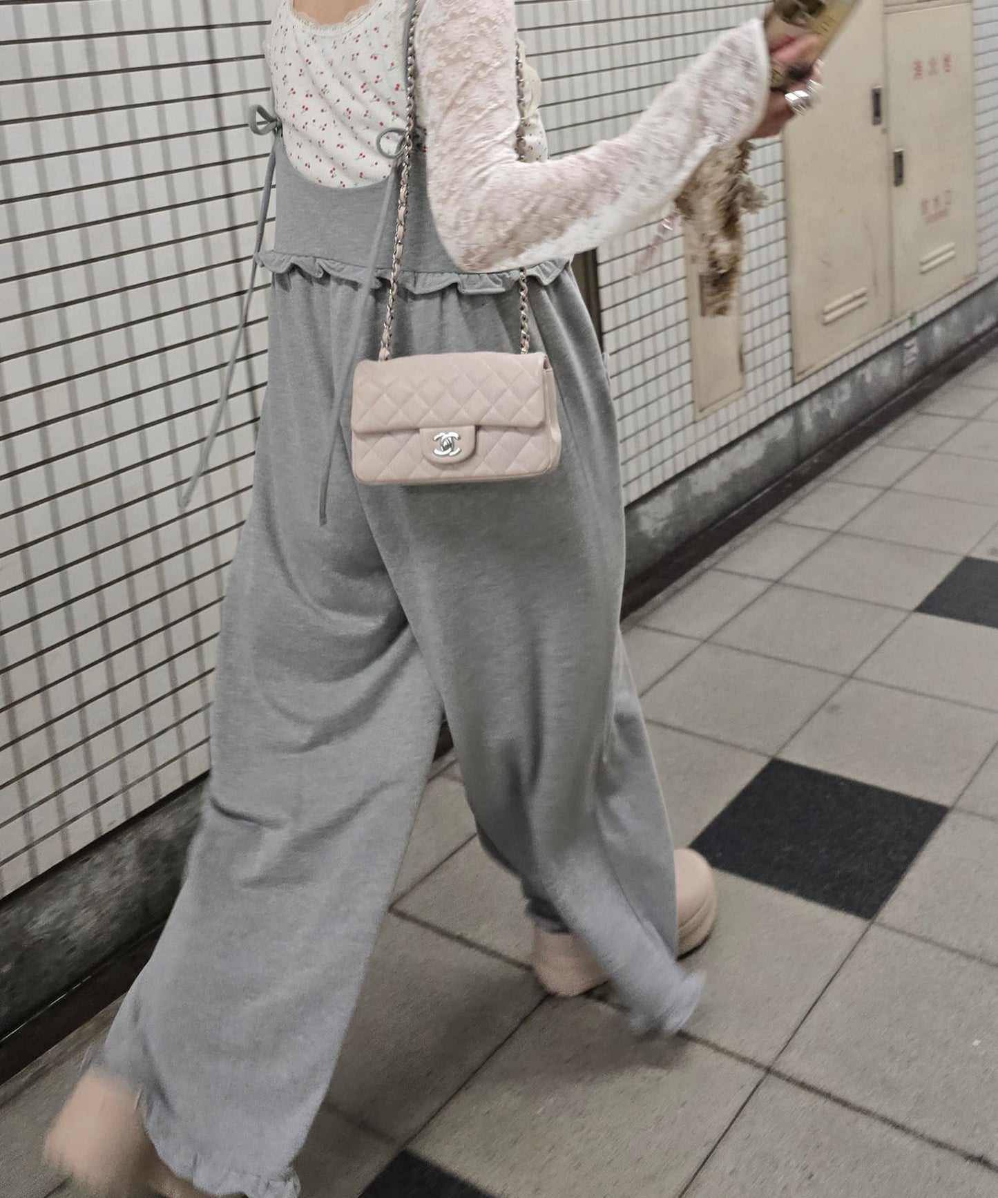 ハートポケサロペ【グレー】