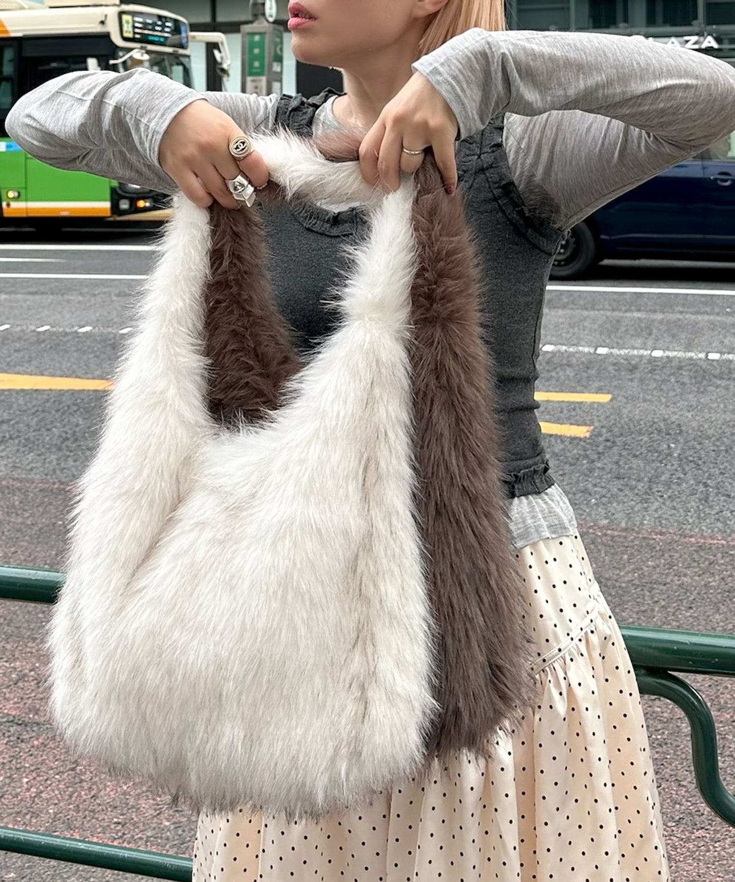 ふっさふさファーBag【ブラウン】