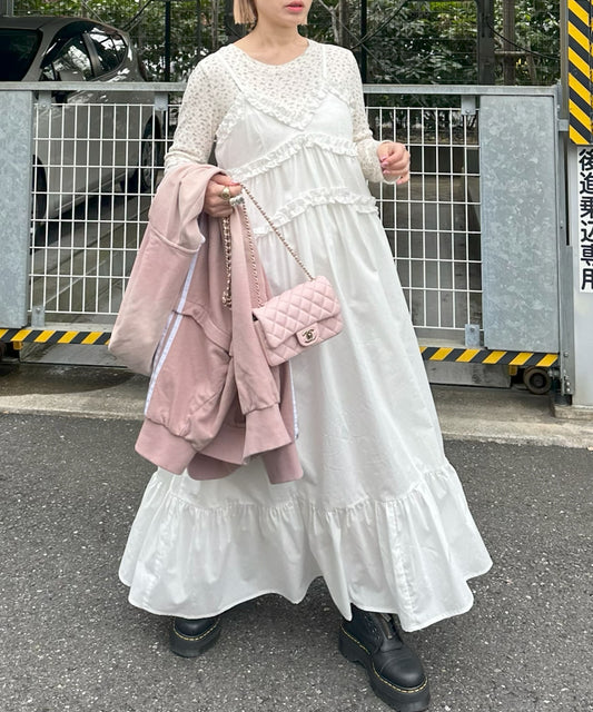 コットンフリルキャミワンピ【オフホワイト】