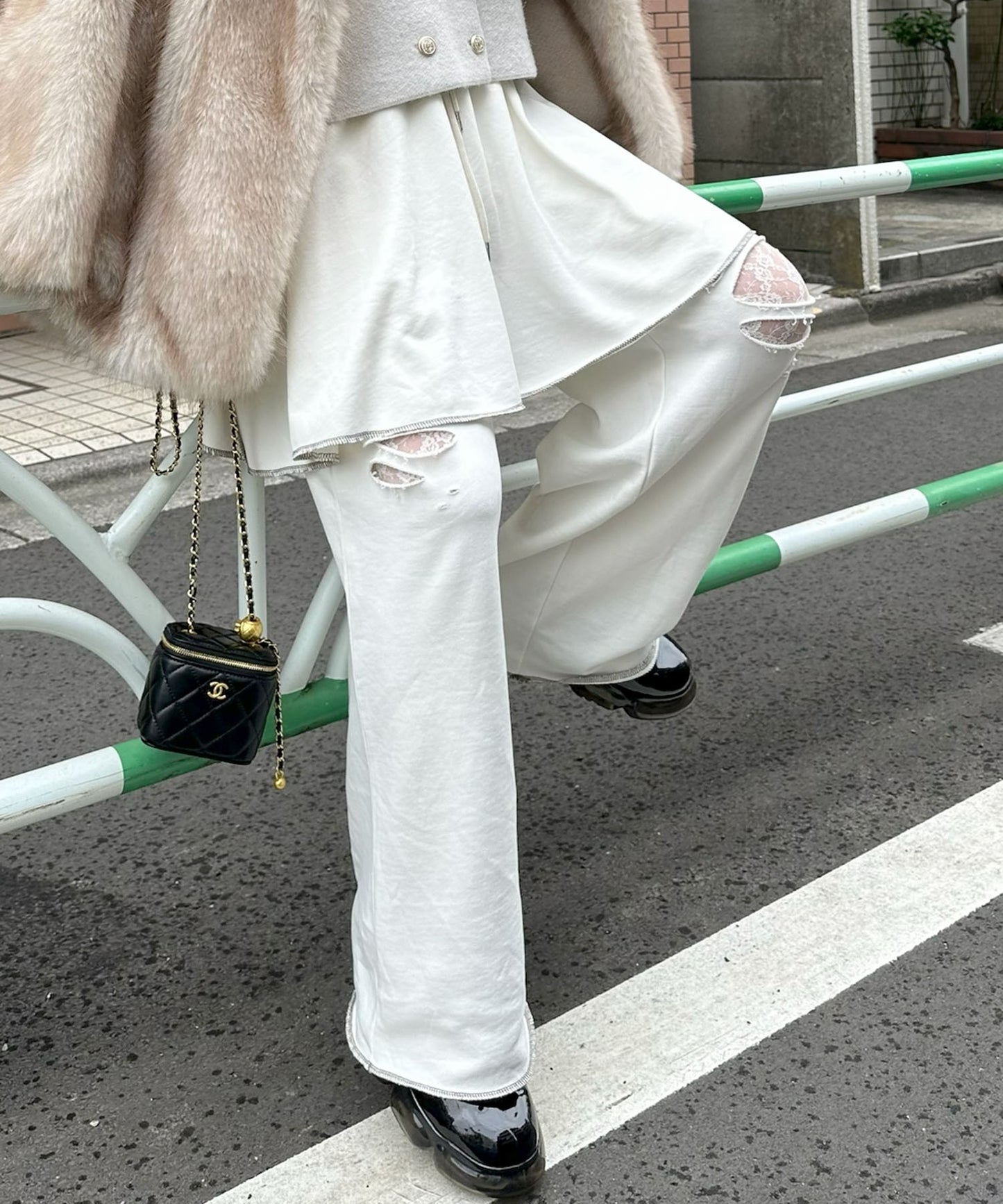 ダメージスウェパンとフレアスカートのセット【オフホワイト】