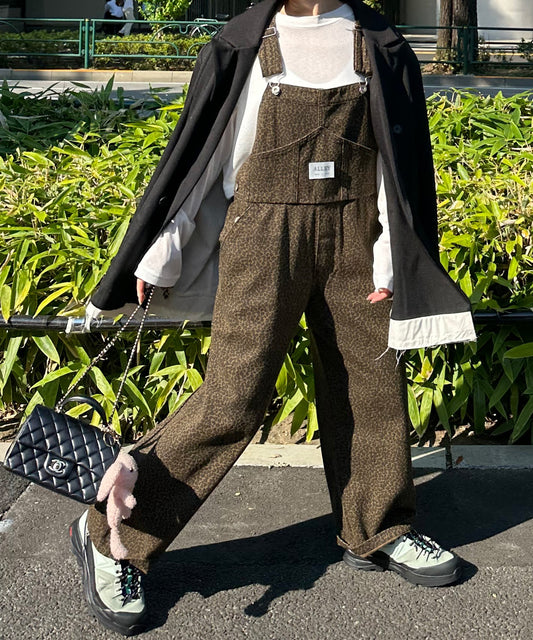 いろんな柄サロペット【ブラウン】