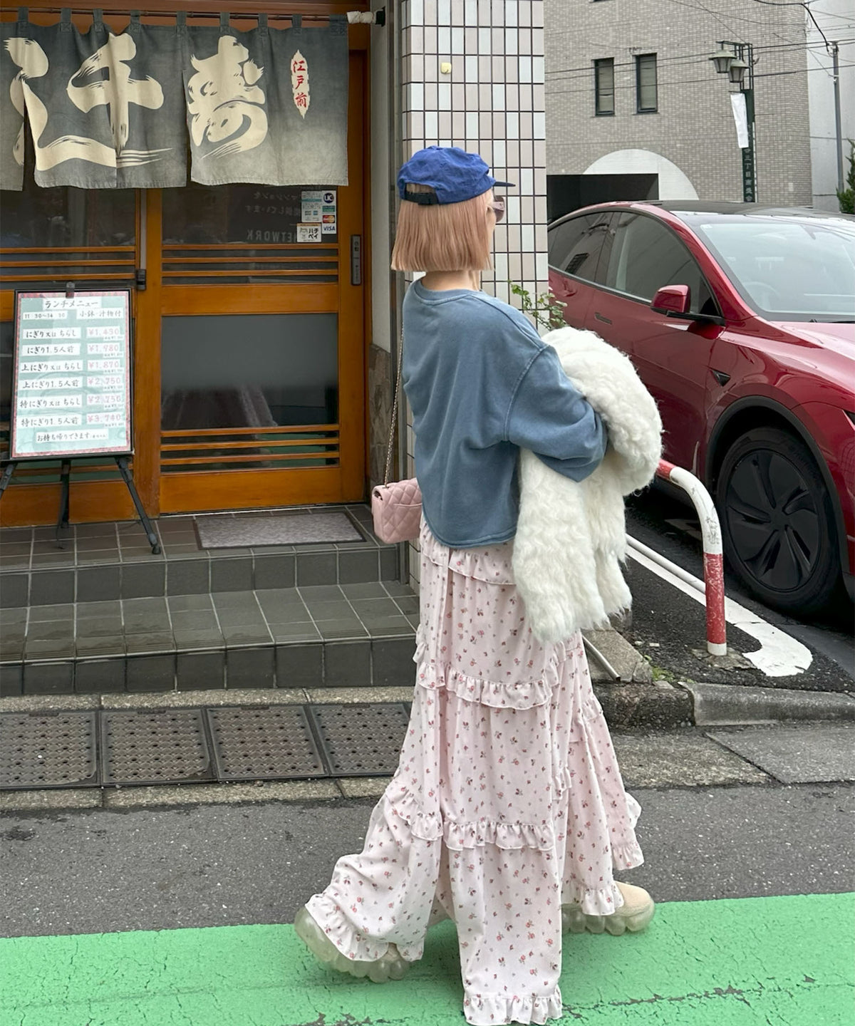 ダメージ裏毛トップス【サックスブルー】