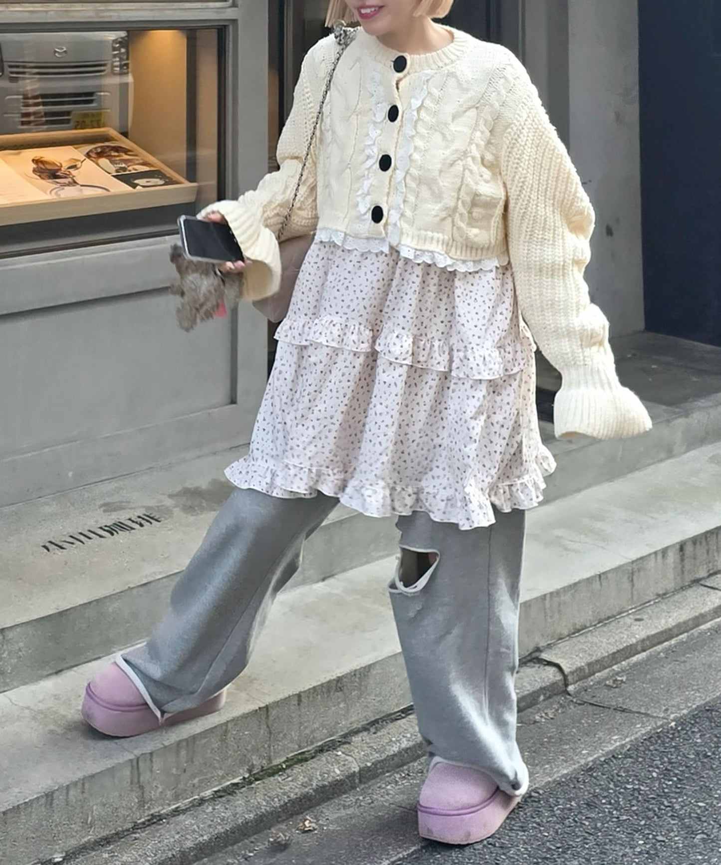 フリルティアードキャミワンピミニ【オフホワイト】