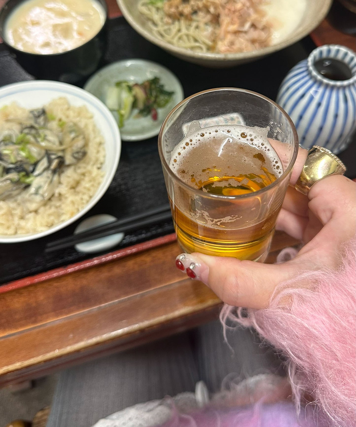 ふっさふさシャギーボーダーニット【ピンク】