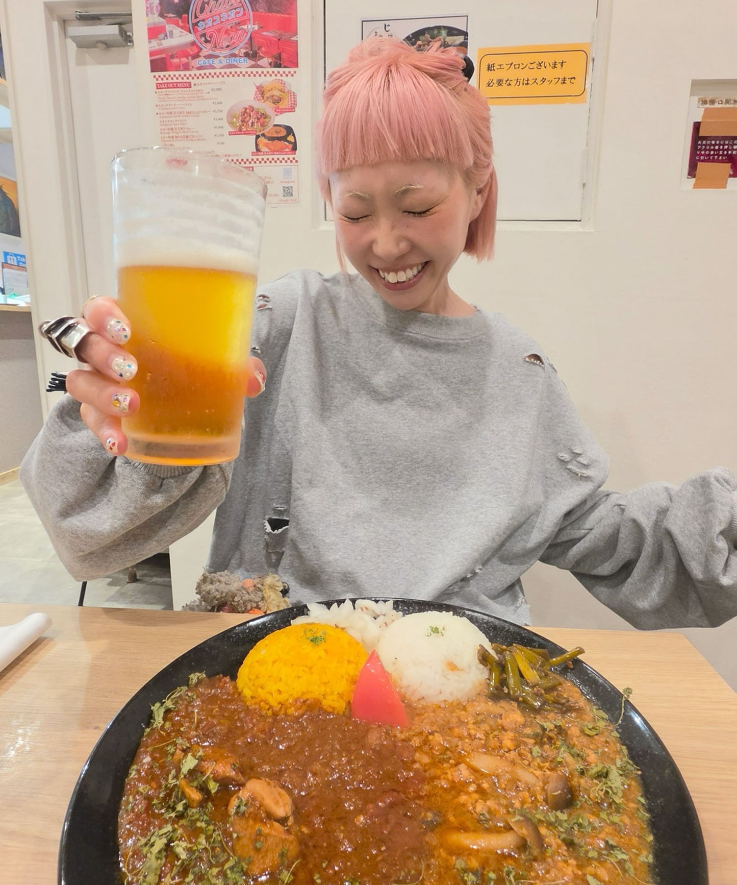 ダメージいっぱい袖スリットスウェット【グレー】