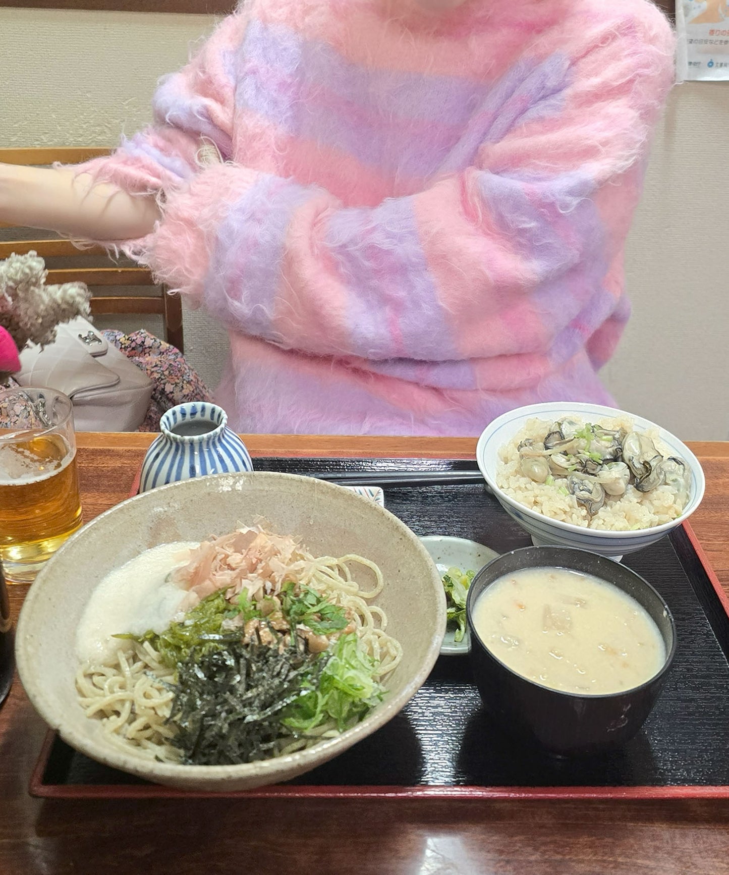 ふっさふさシャギーボーダーニット【ピンク】