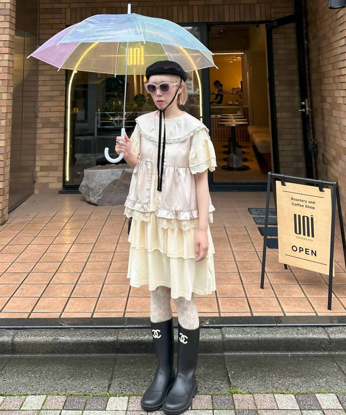 【復刻！】半袖になったフリフリカットワンピ【オフホワイト】