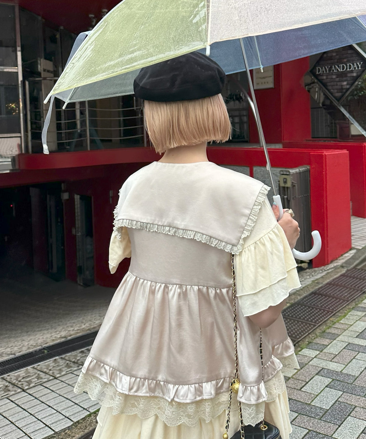 【復刻！】半袖になったフリフリカットワンピ【オフホワイト】