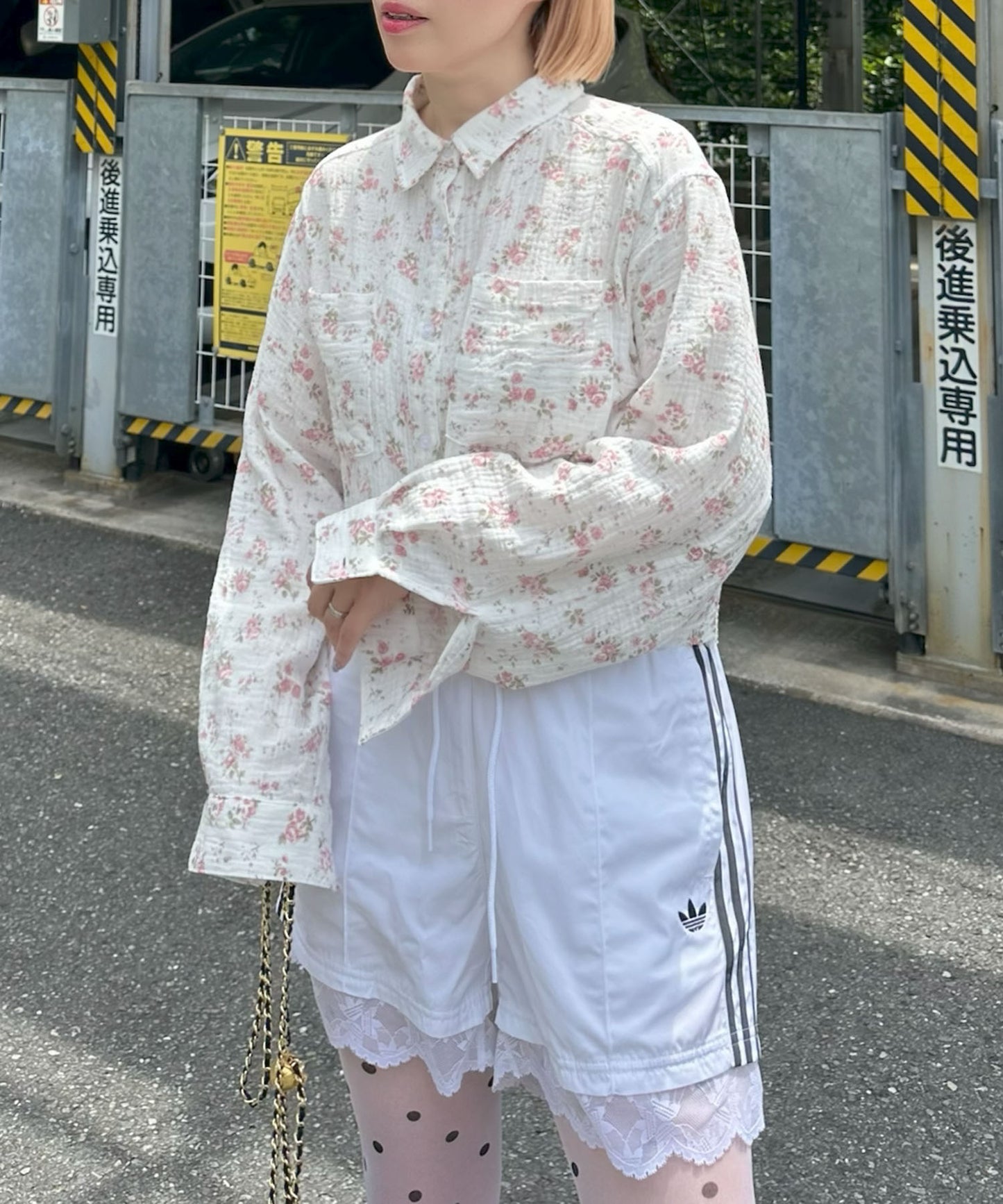 ガーゼ花柄シャツ【オフホワイト】