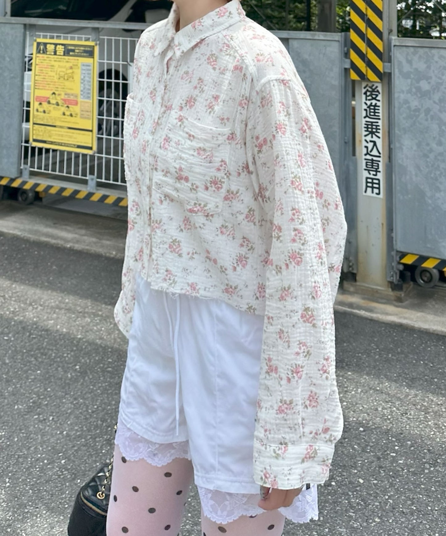 ガーゼ花柄シャツ【オフホワイト】