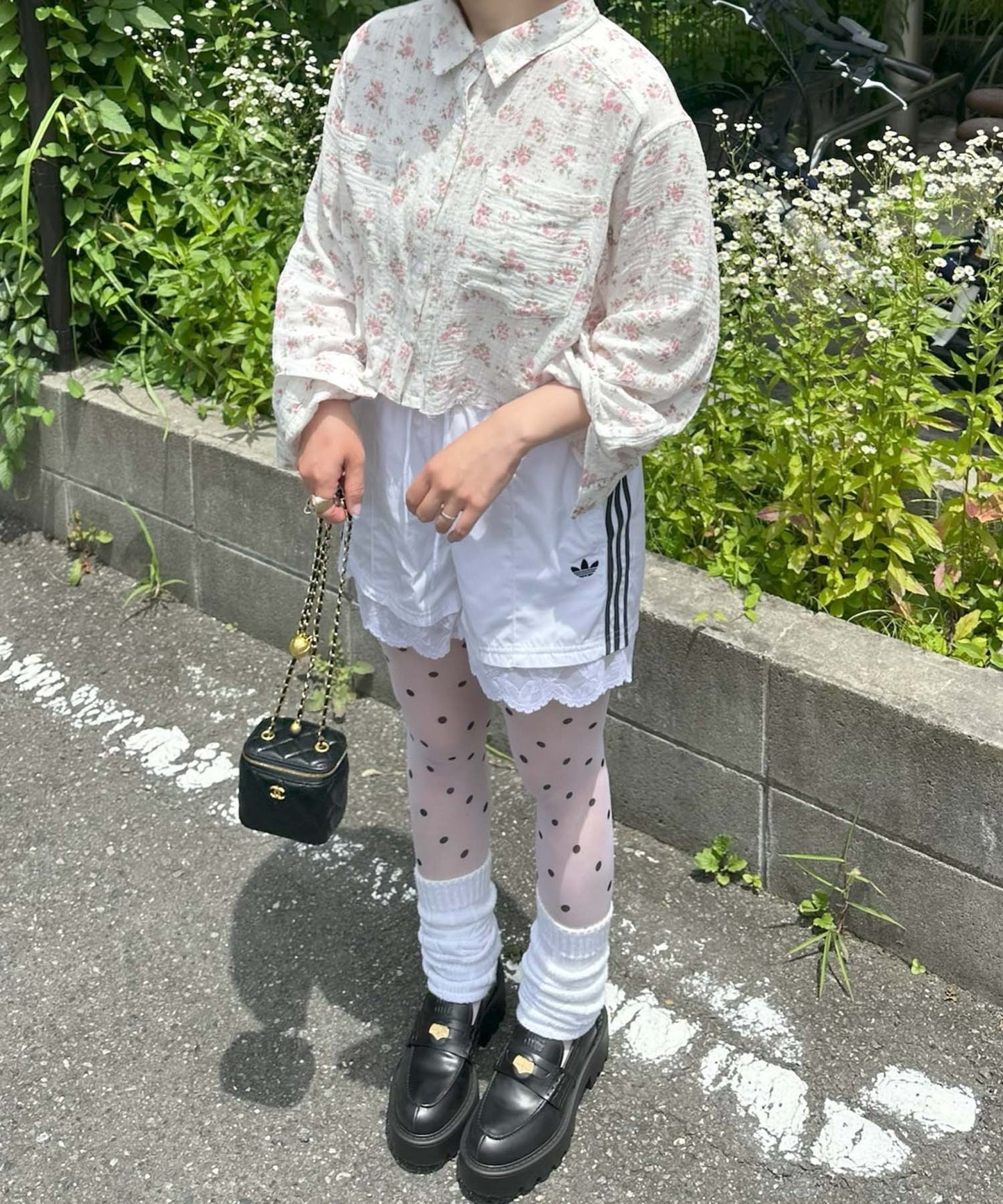 ガーゼ花柄シャツ【オフホワイト】