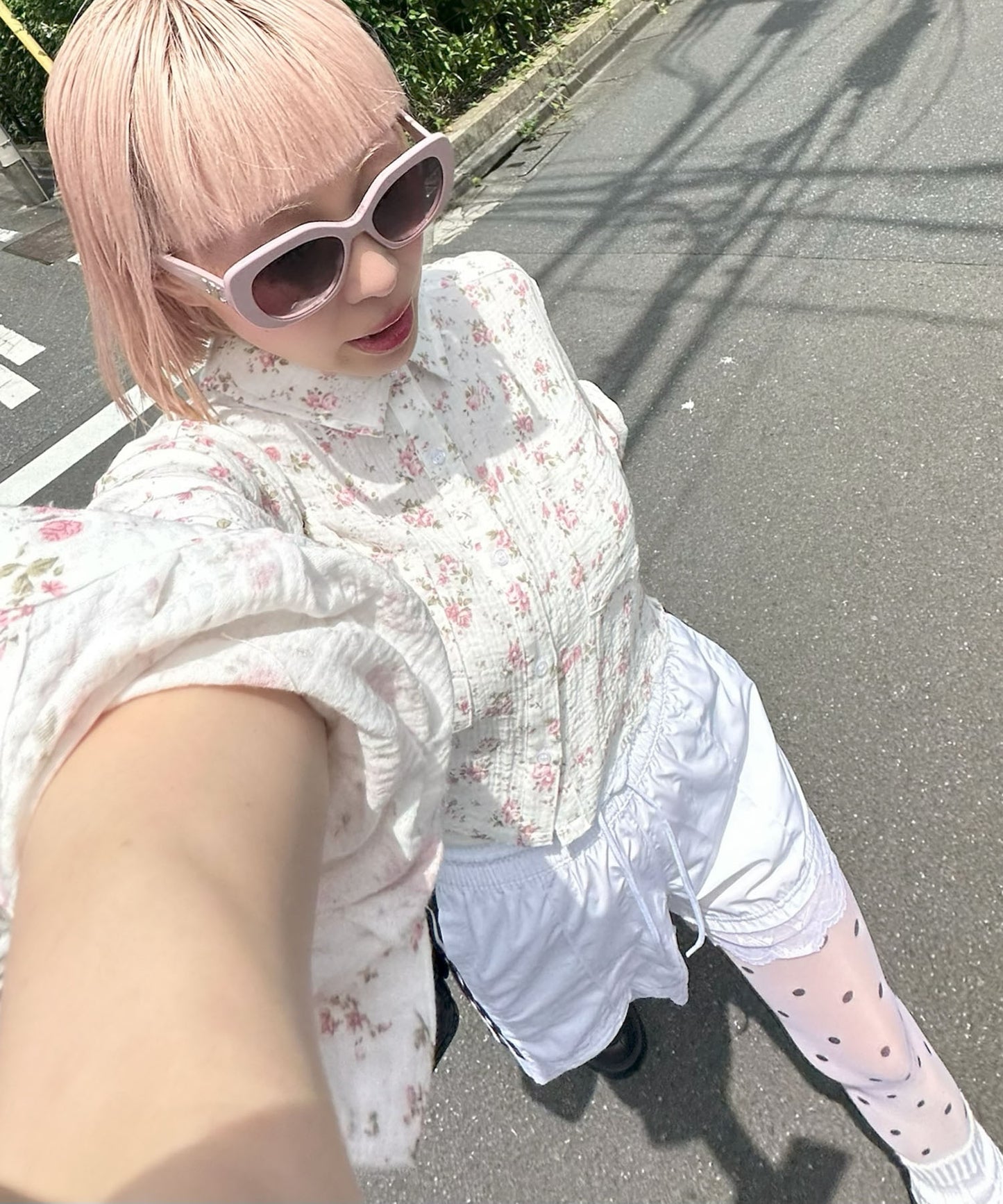 ガーゼ花柄シャツ【オフホワイト】