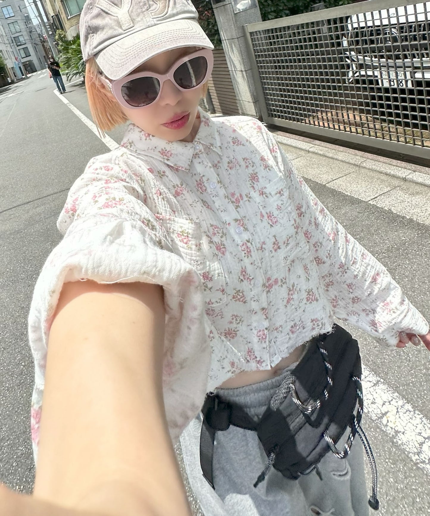 ガーゼ花柄シャツ【オフホワイト】