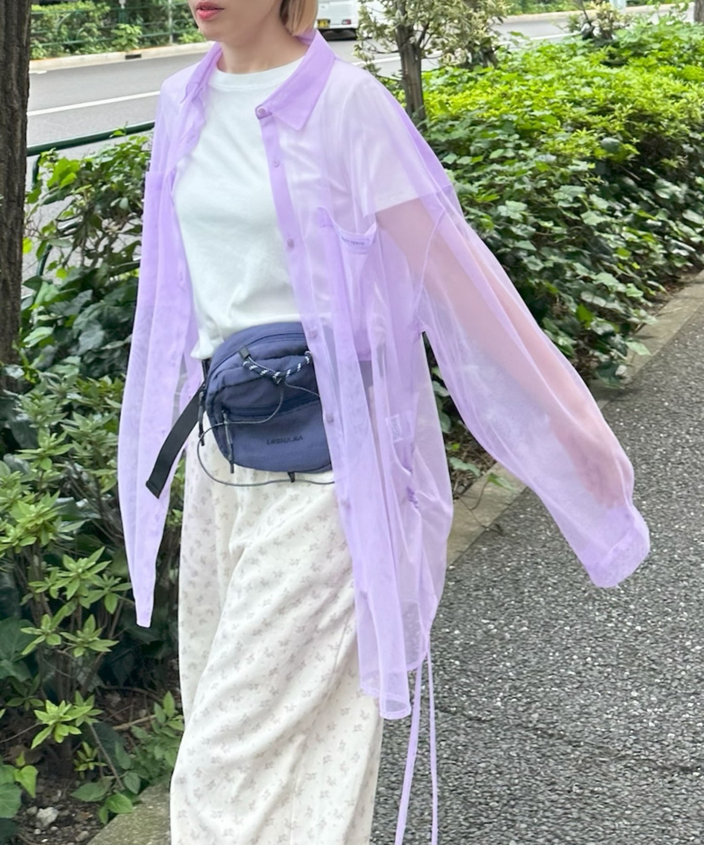 シアーBIGドロストシャツ【ラベンダー】