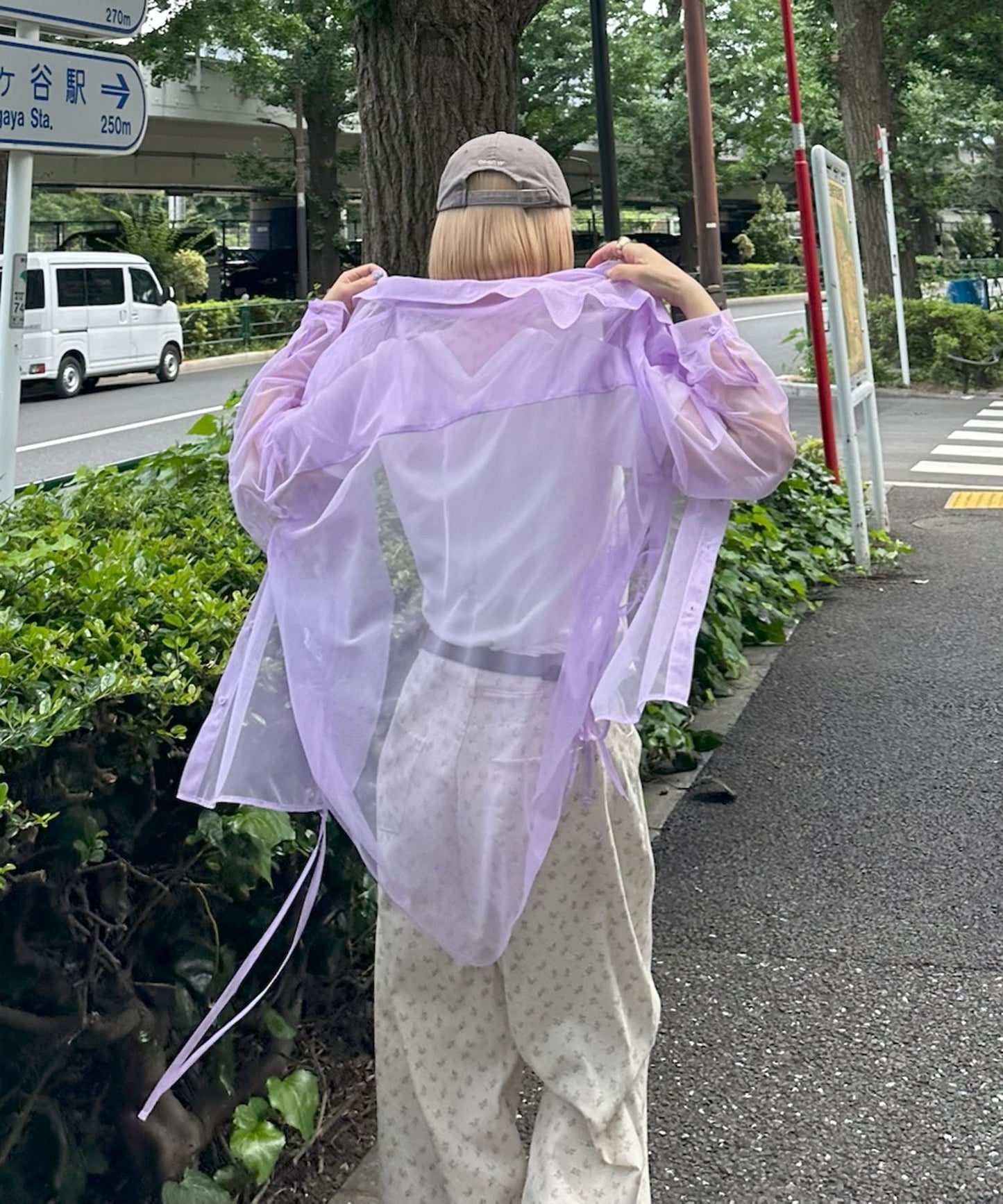 シアーBIGドロストシャツ【ラベンダー】
