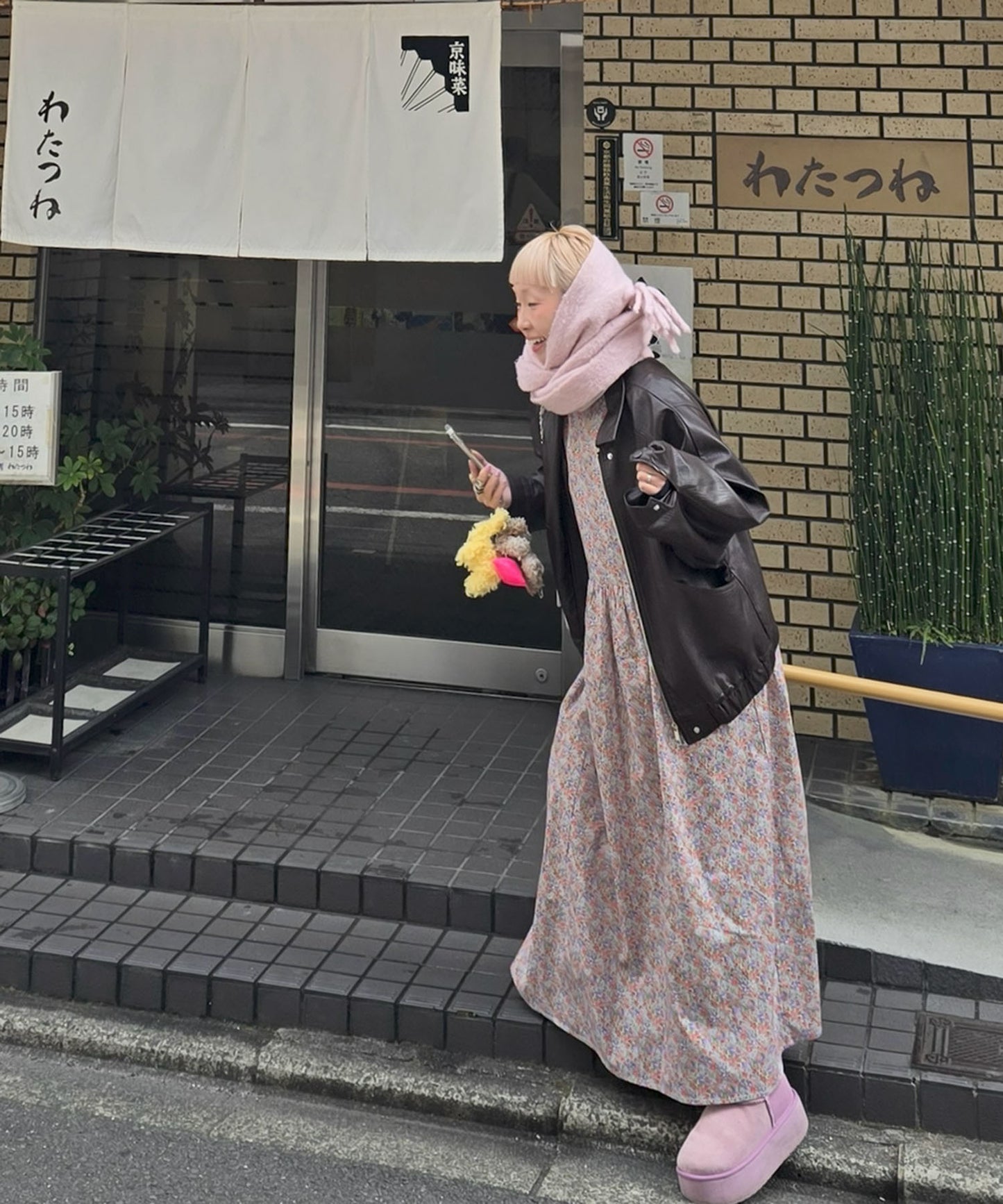 古着っぽワンピ【サックスブルー】