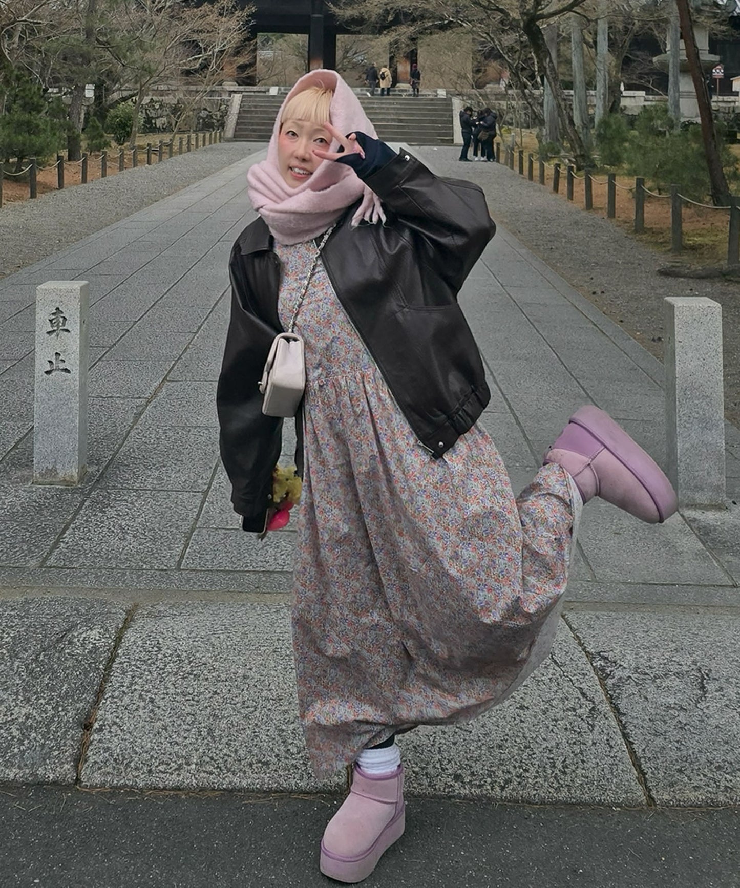 古着っぽワンピ【サックスブルー】