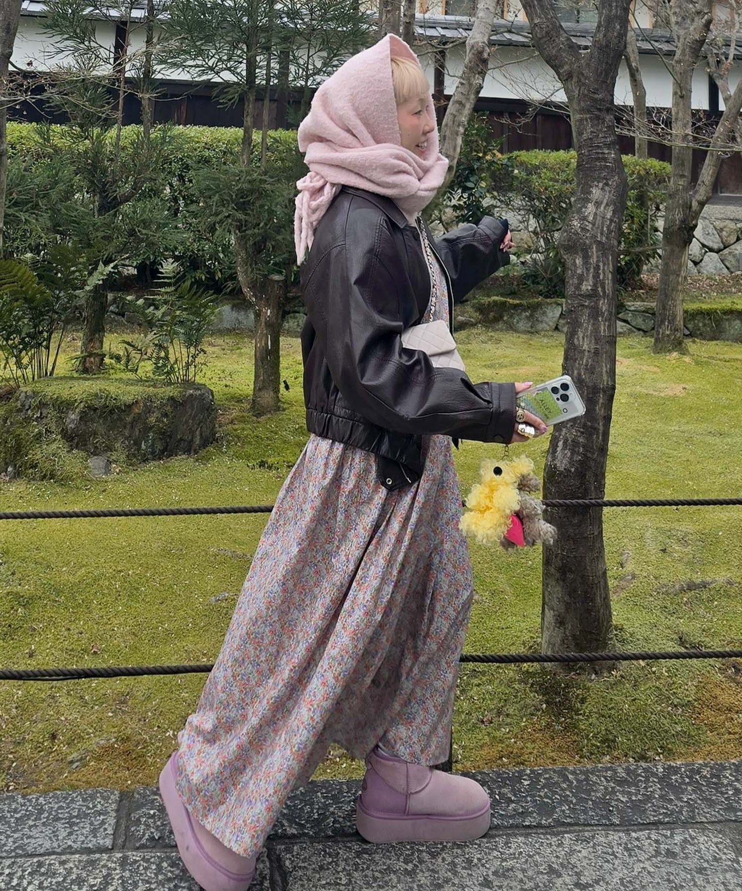 古着っぽワンピ【サックスブルー】