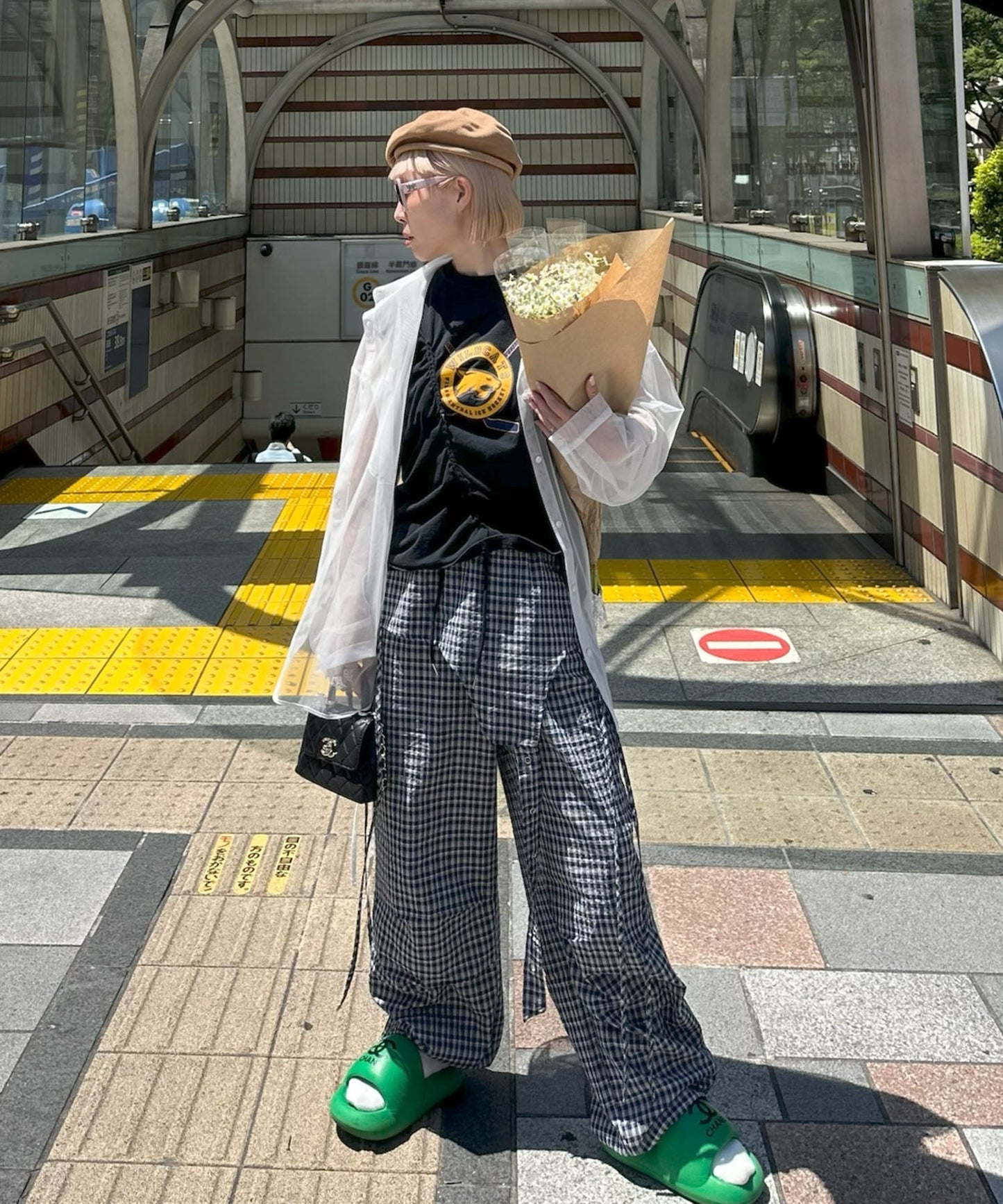 チェックタックタックパラシュートパンツ【ネイビー】