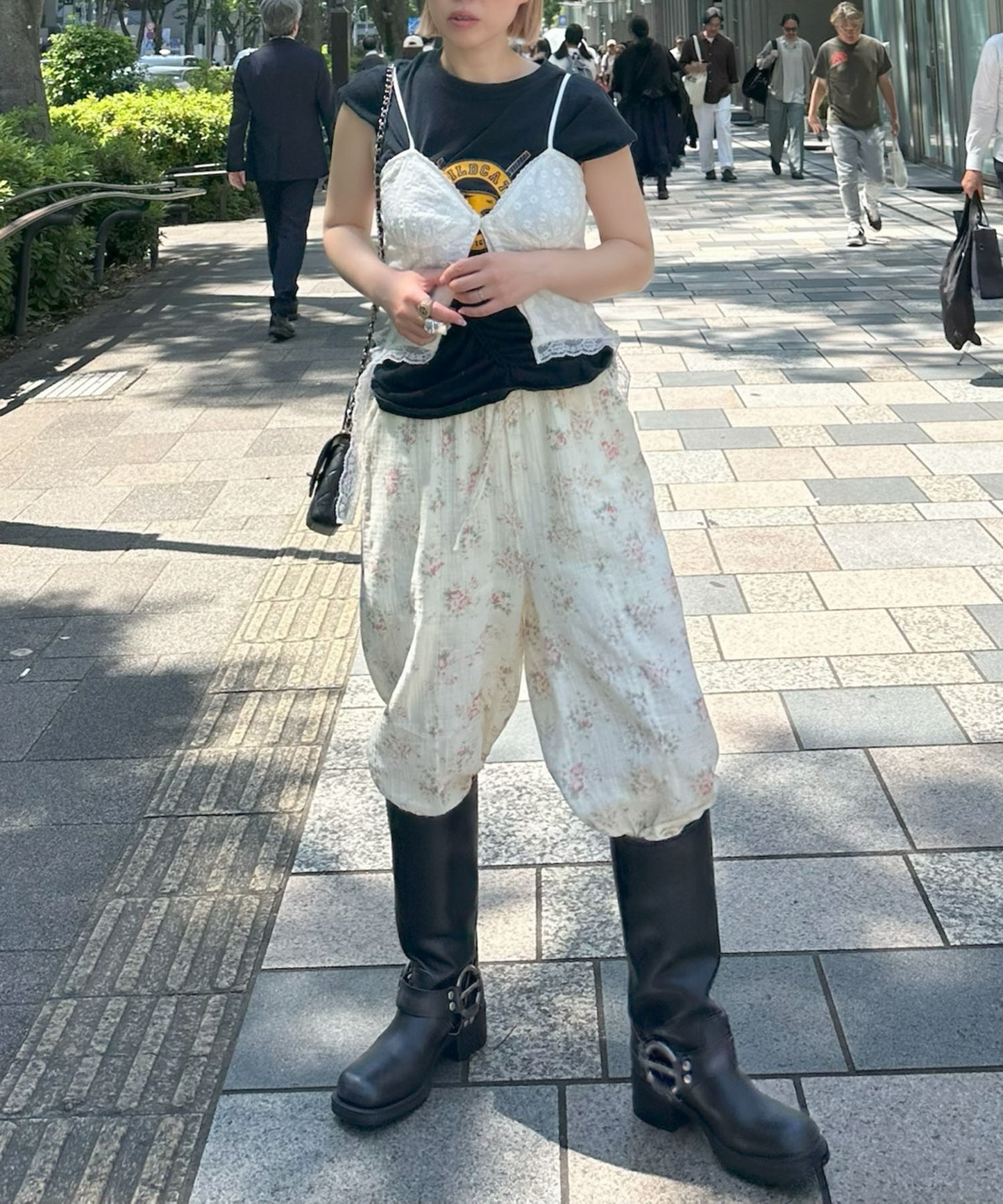やわやわのラクチン花柄パンツ【オフホワイト】