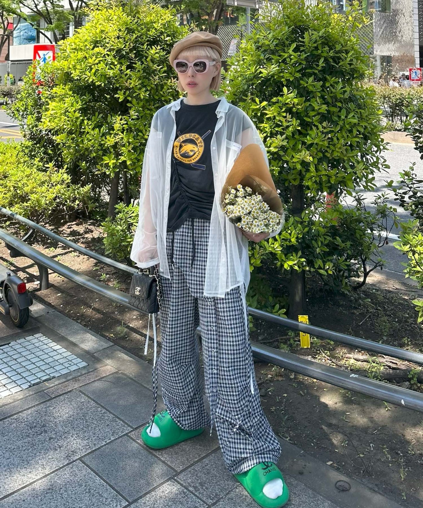 チェックタックタックパラシュートパンツ【ネイビー】
