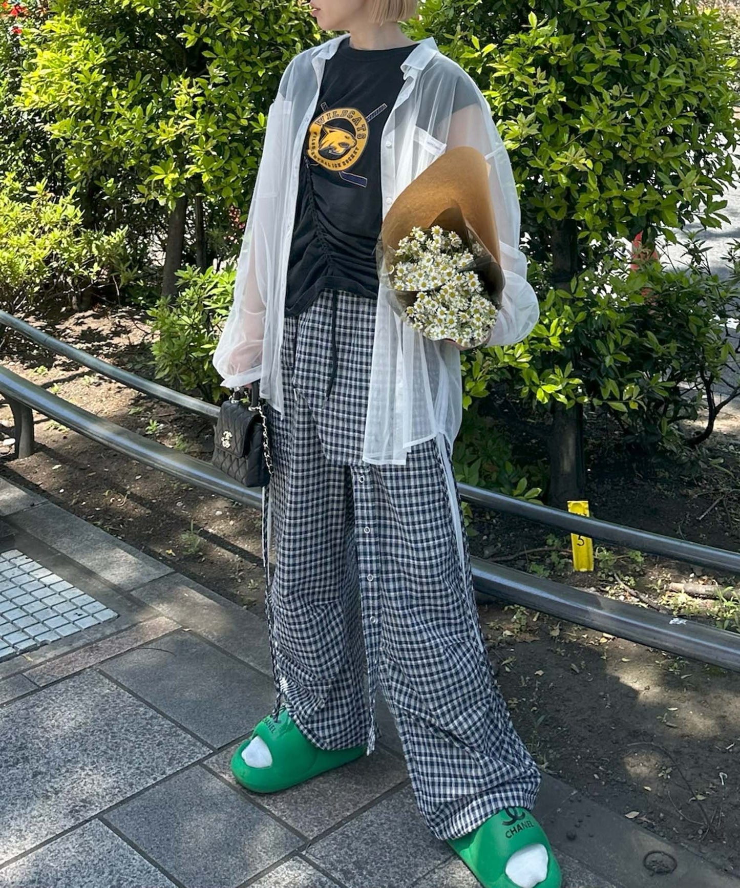 チェックタックタックパラシュートパンツ【ネイビー】