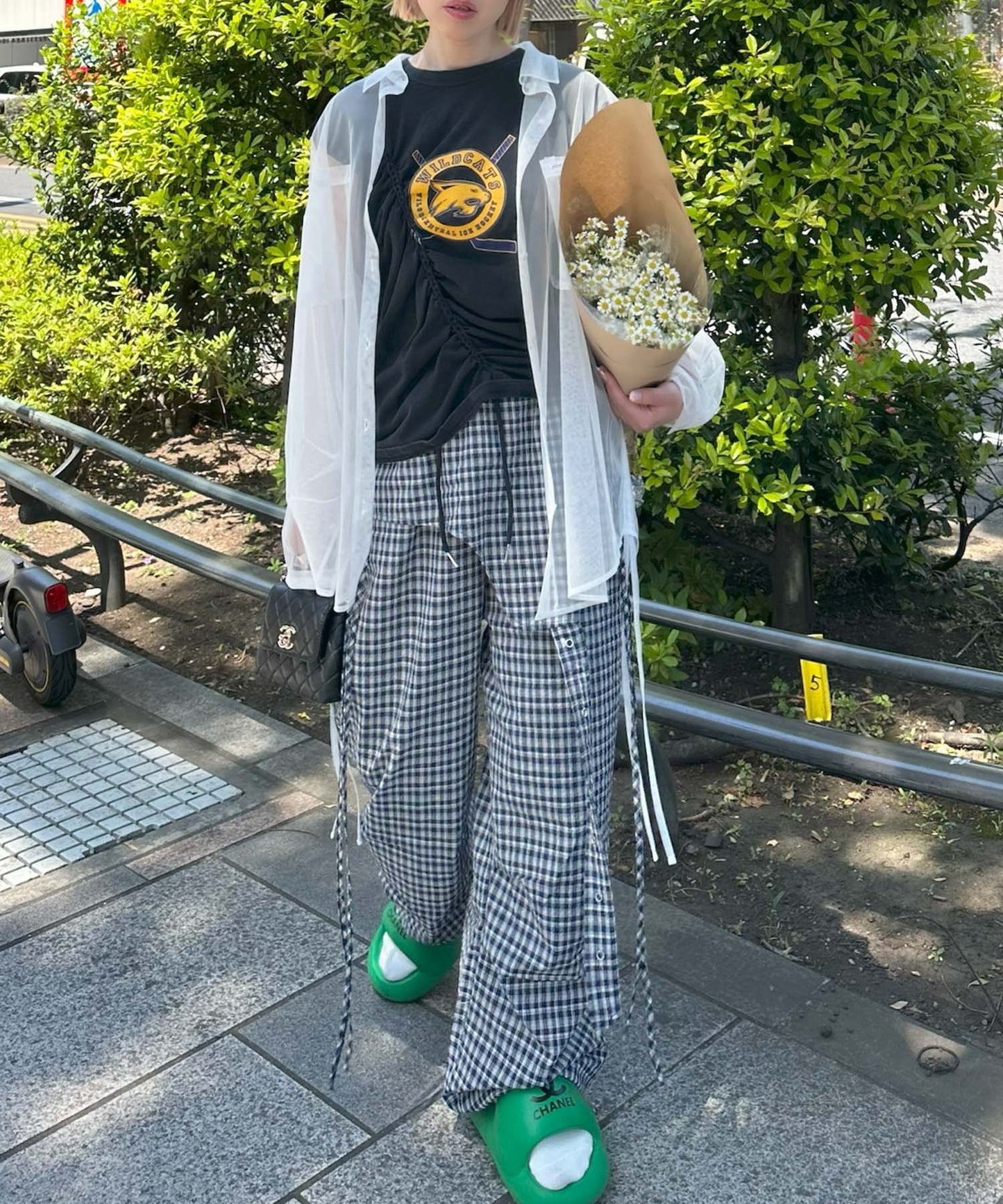 チェックタックタックパラシュートパンツ【ネイビー】