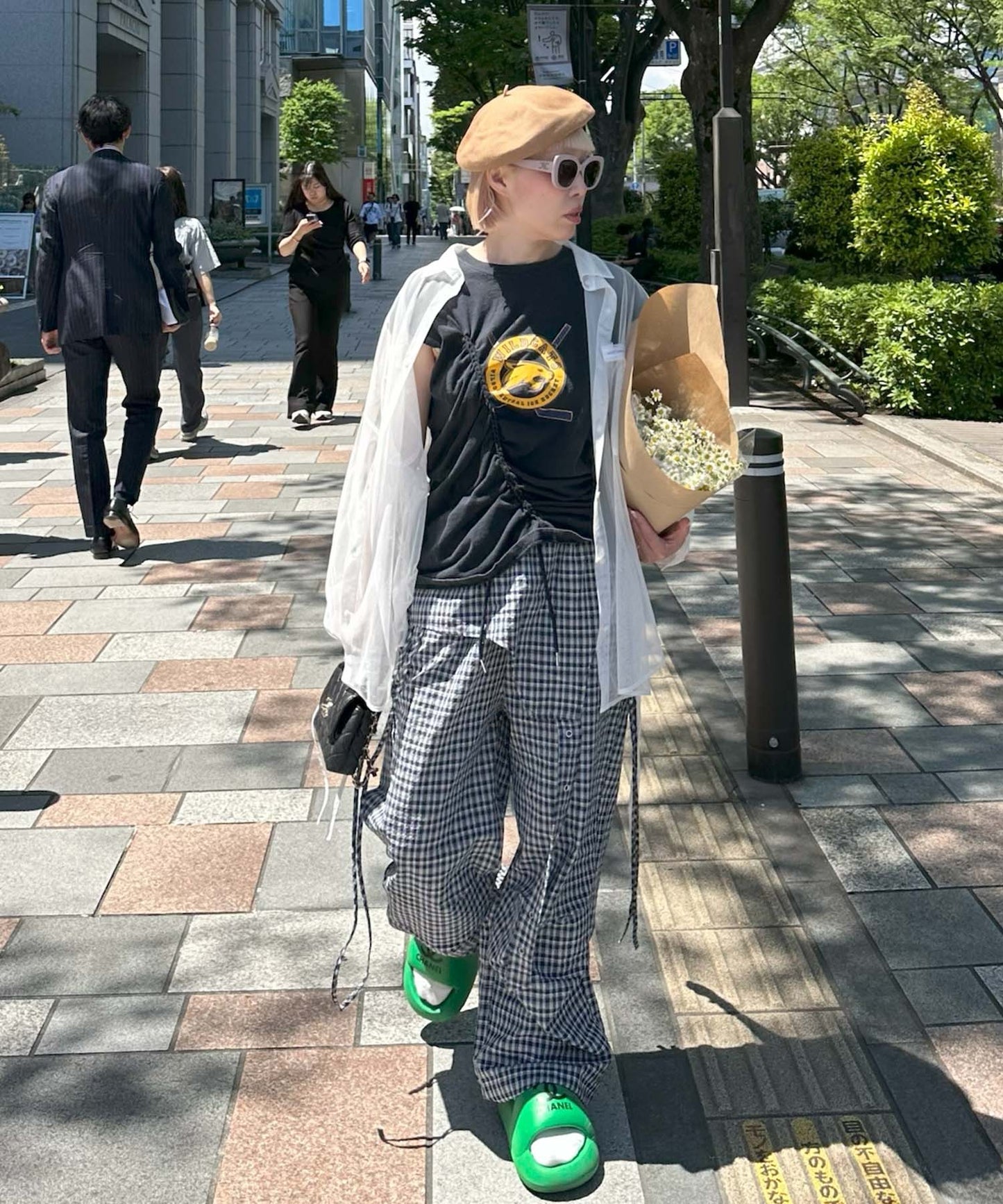 チェックタックタックパラシュートパンツ【ネイビー】