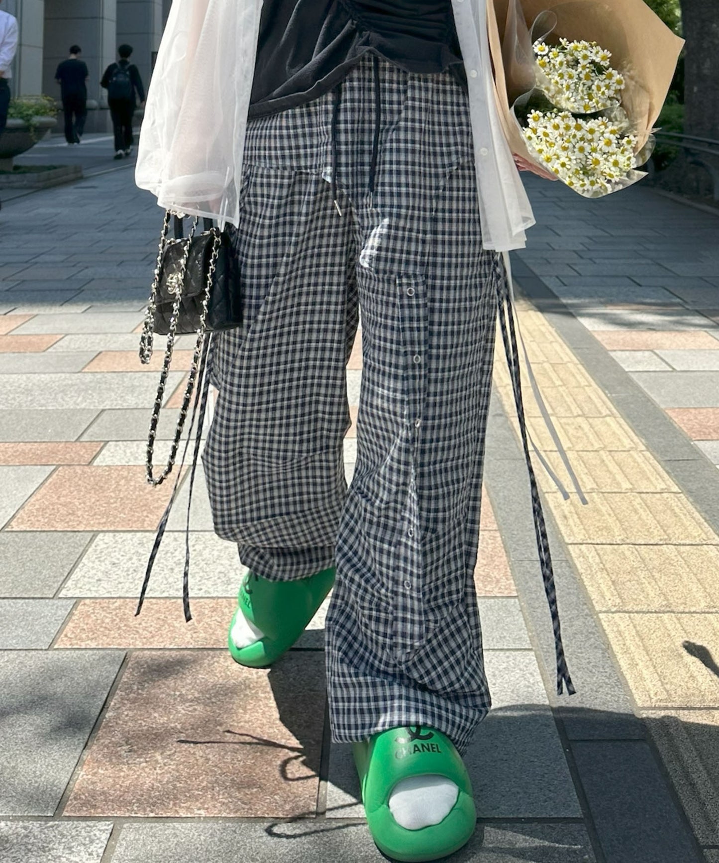チェックタックタックパラシュートパンツ【ネイビー】