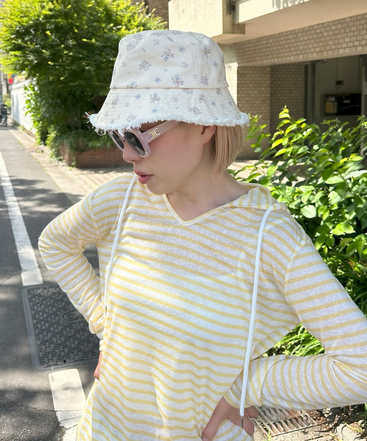 小花柄バケットハット【オフホワイト】