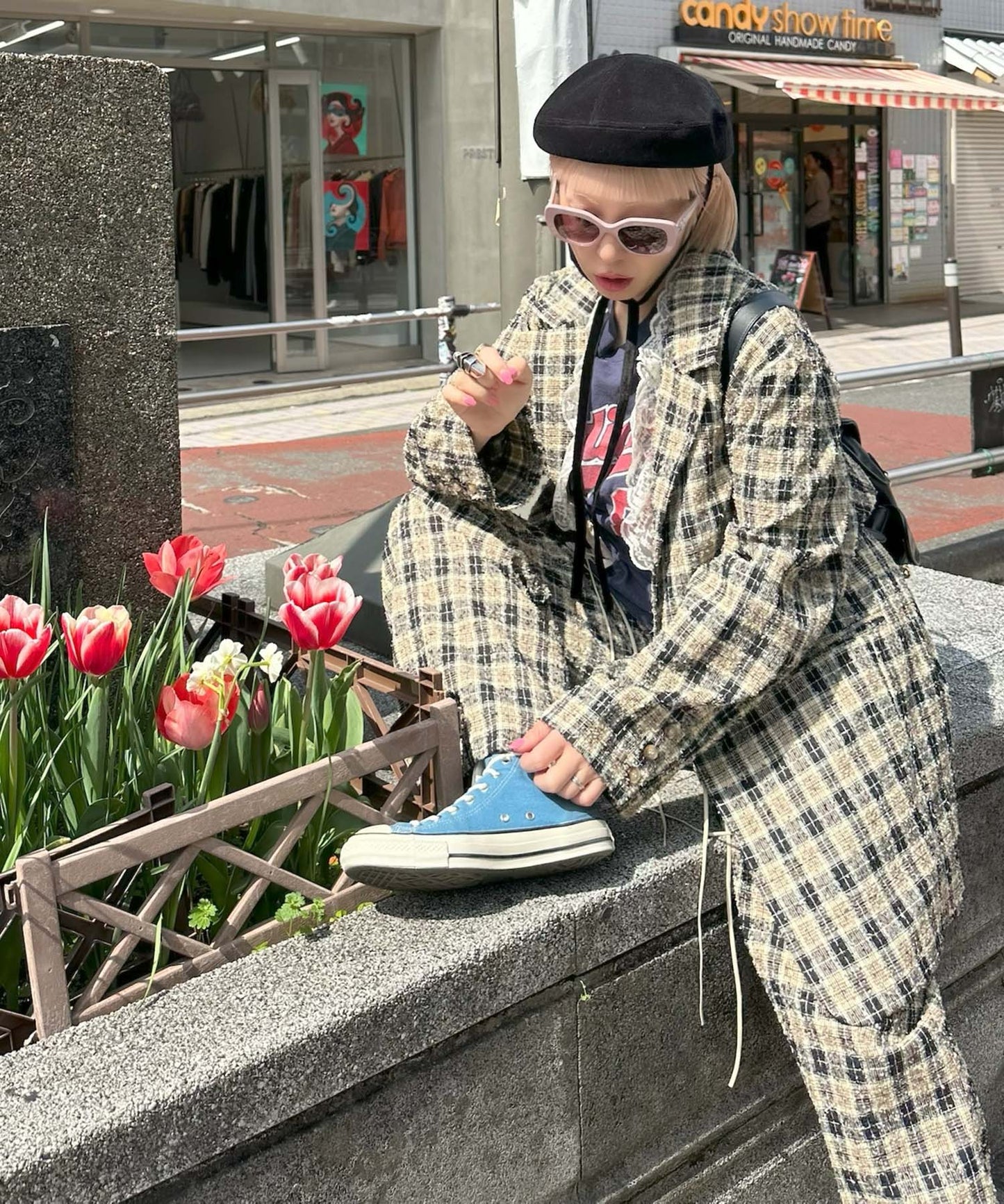 【セットアップで着られる】チェックシャツジャケット【ブラック】