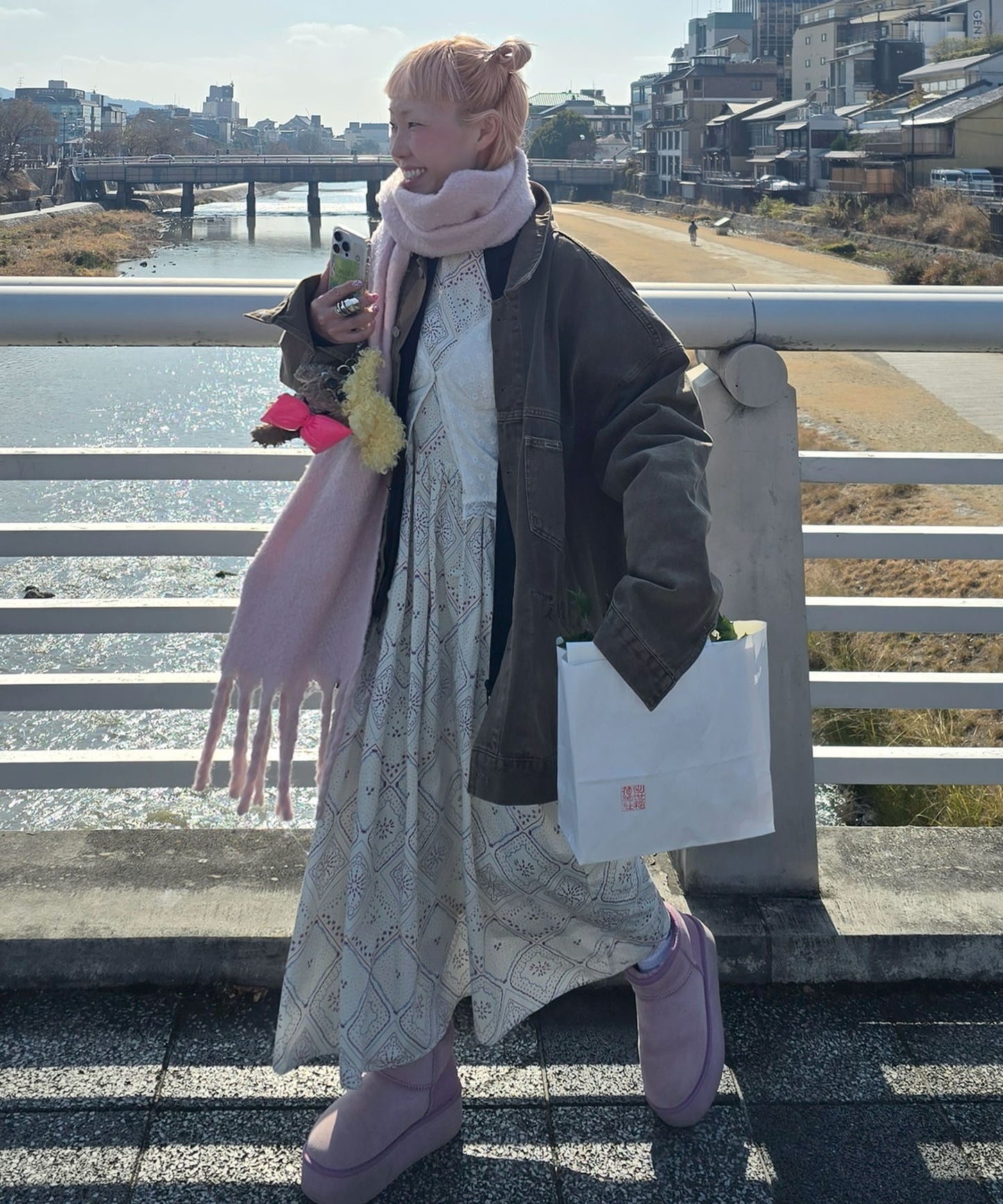 古着っぽワンピ【ホワイト系】