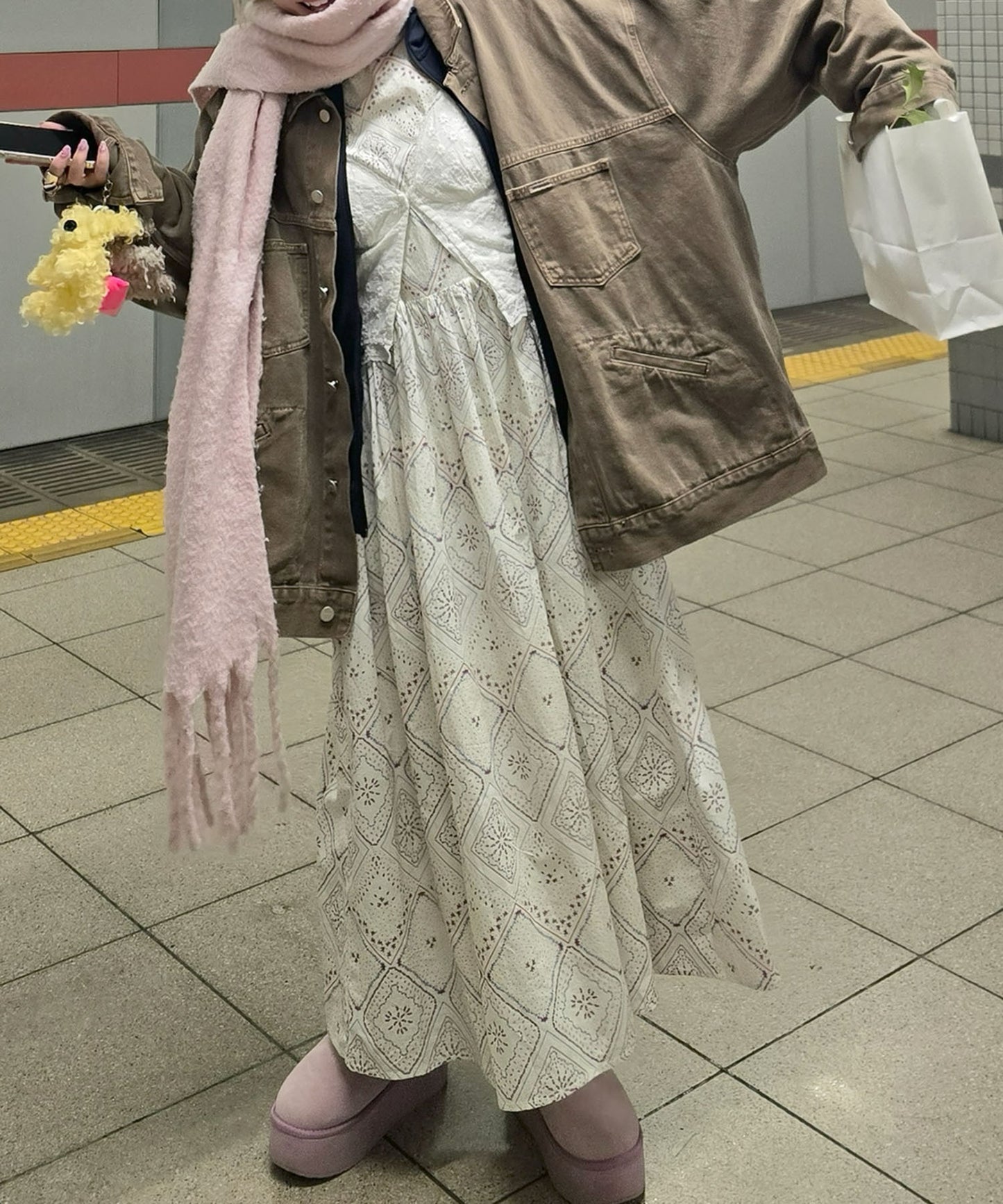 古着っぽワンピ【ホワイト系】