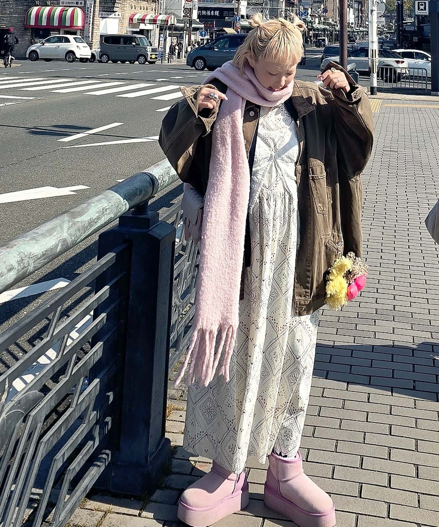 古着っぽワンピ【ホワイト系】