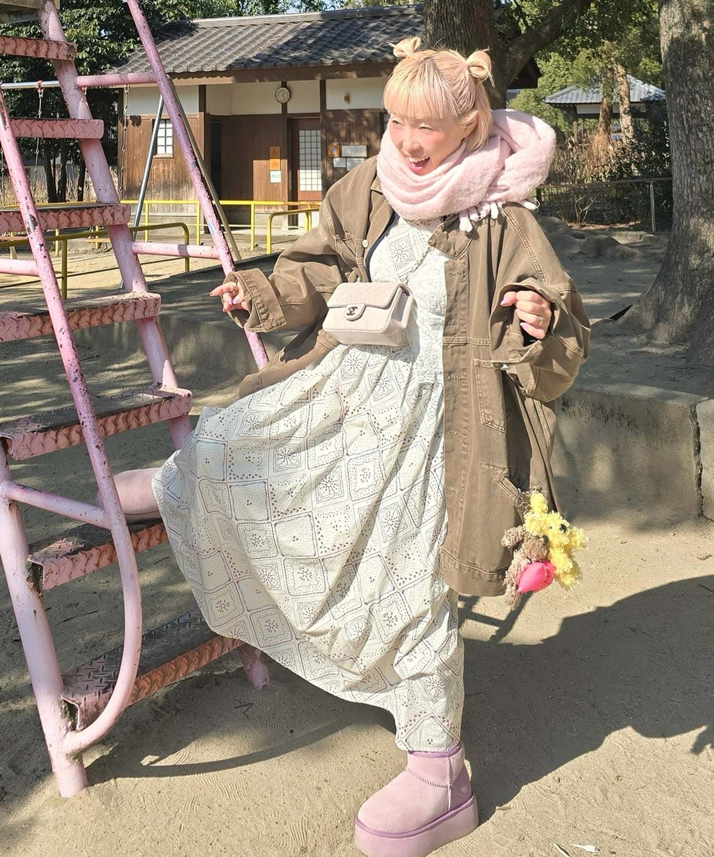 古着っぽワンピ【ホワイト系】