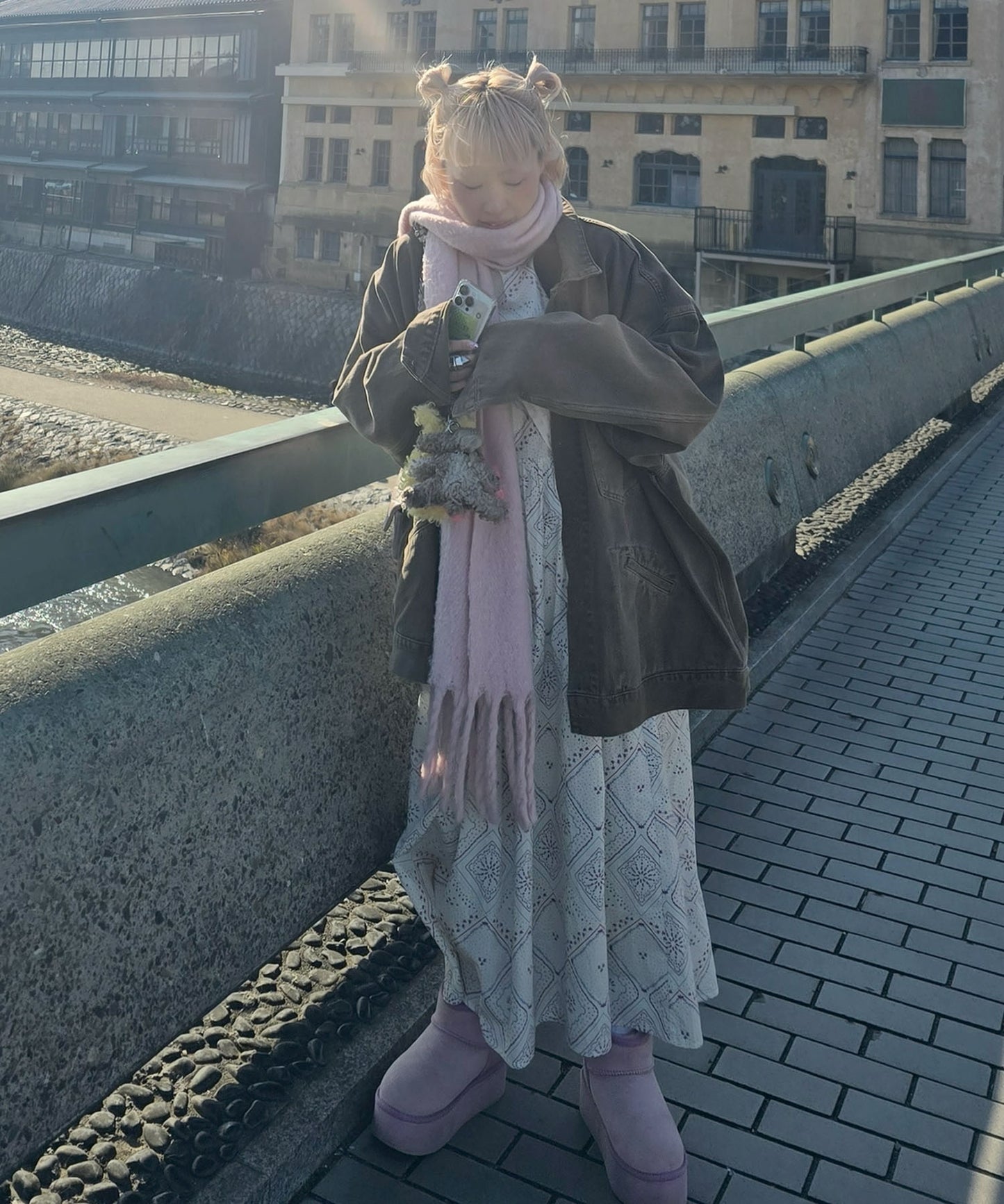 古着っぽワンピ【ホワイト系】