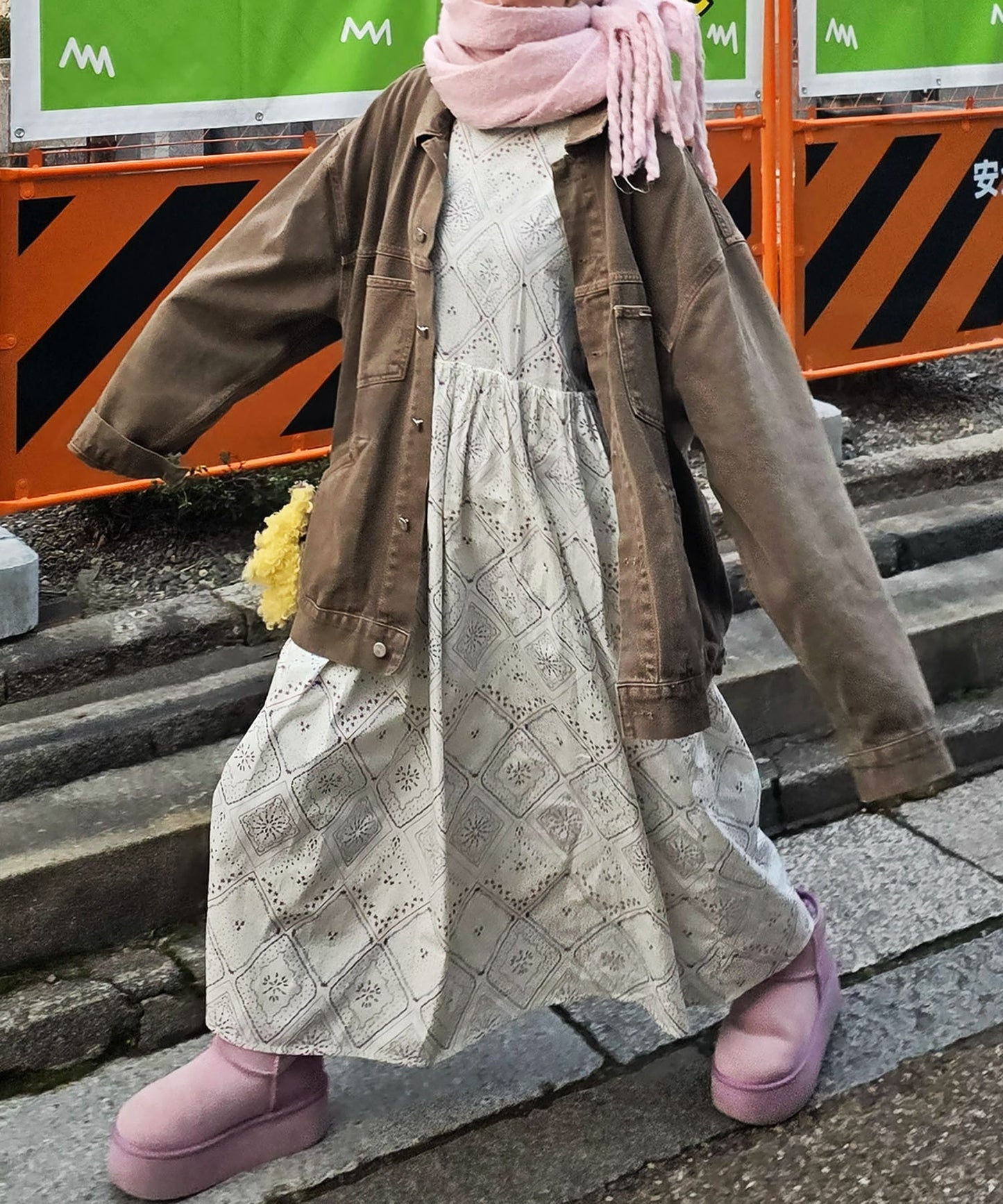 古着っぽワンピ【ホワイト系】