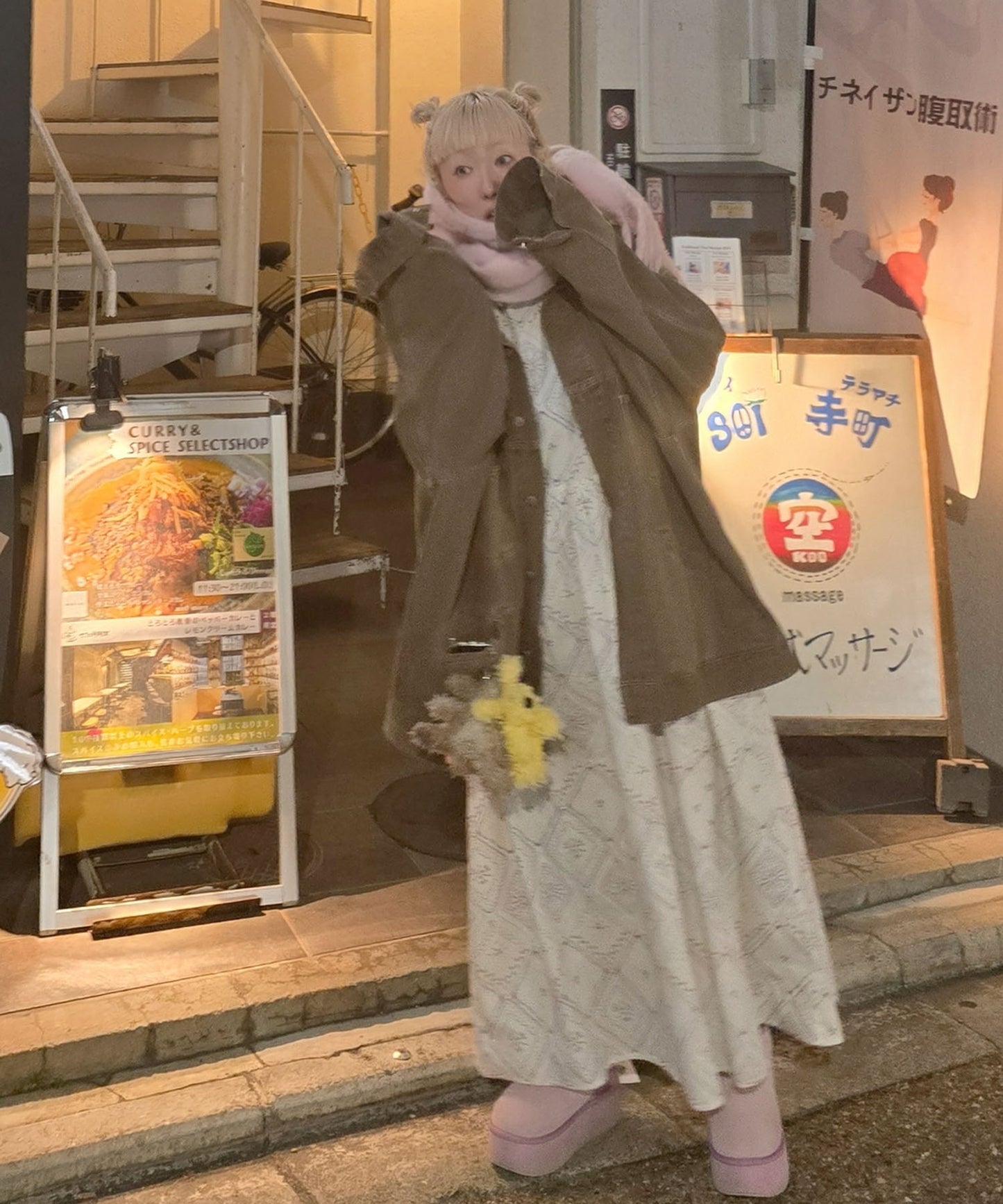 古着っぽワンピ【ホワイト系】