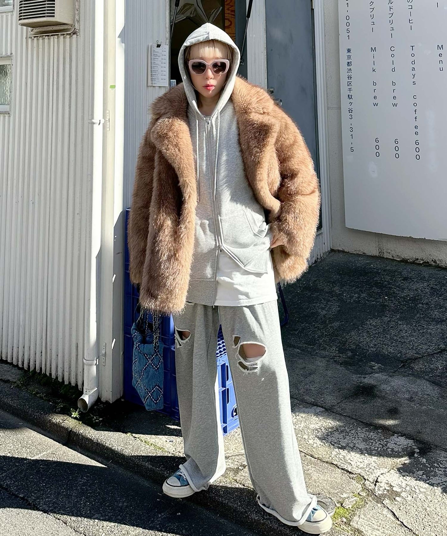 ダメージスウェパンとフレアスカートのセット【グレー】