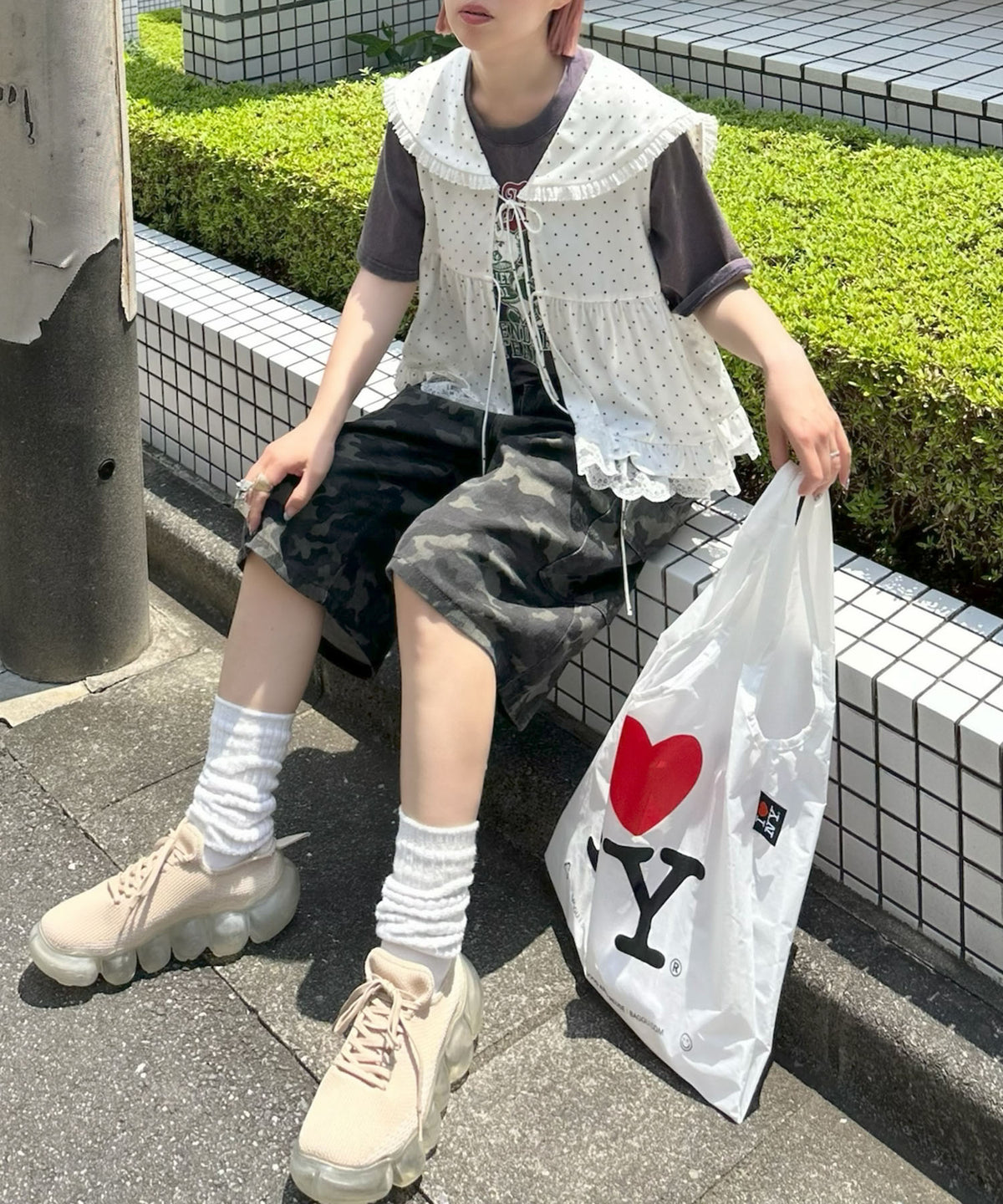 迷彩ゆるハーパン【カーキ】
