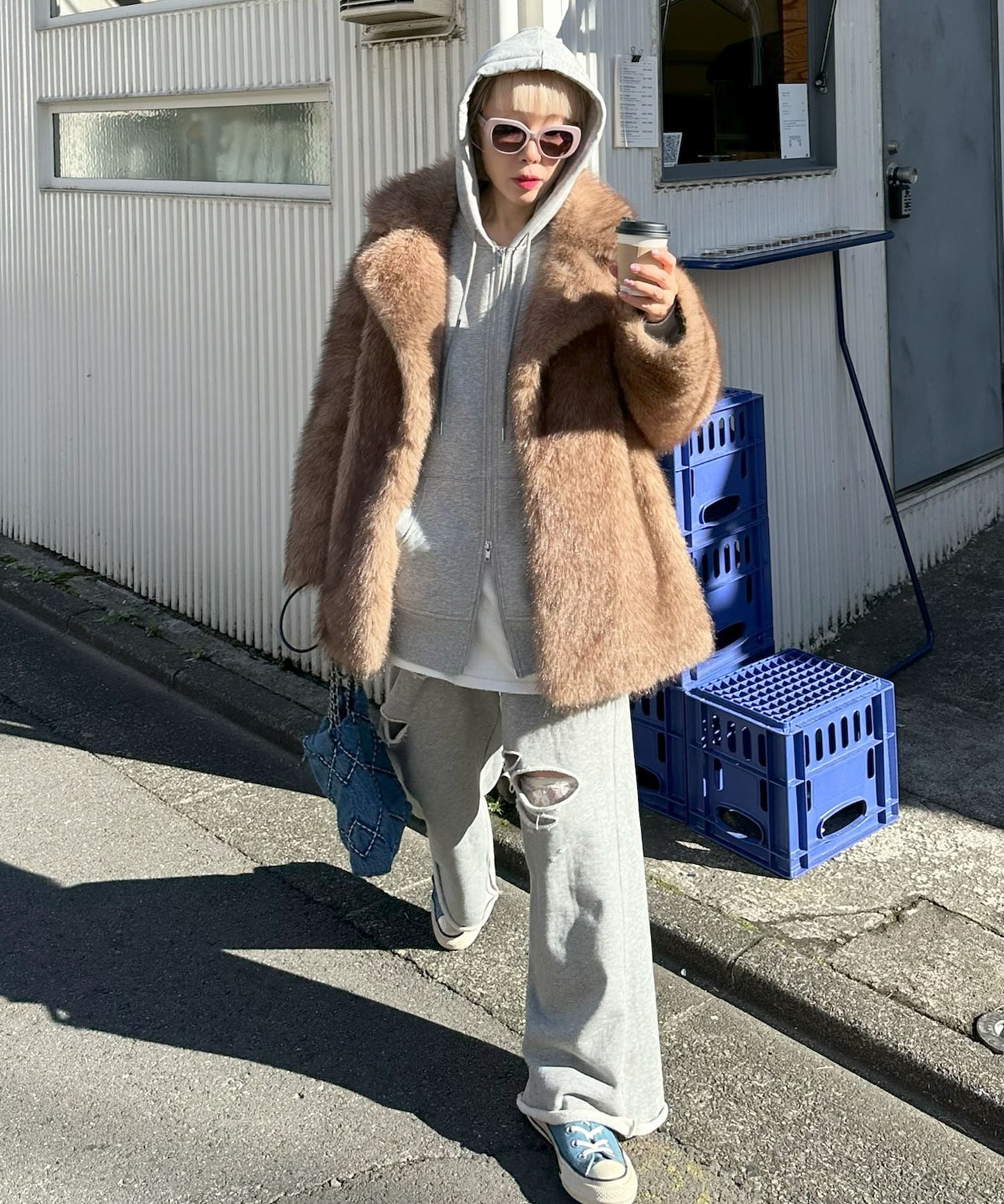 ダメージスウェパンとフレアスカートのセット【グレー】