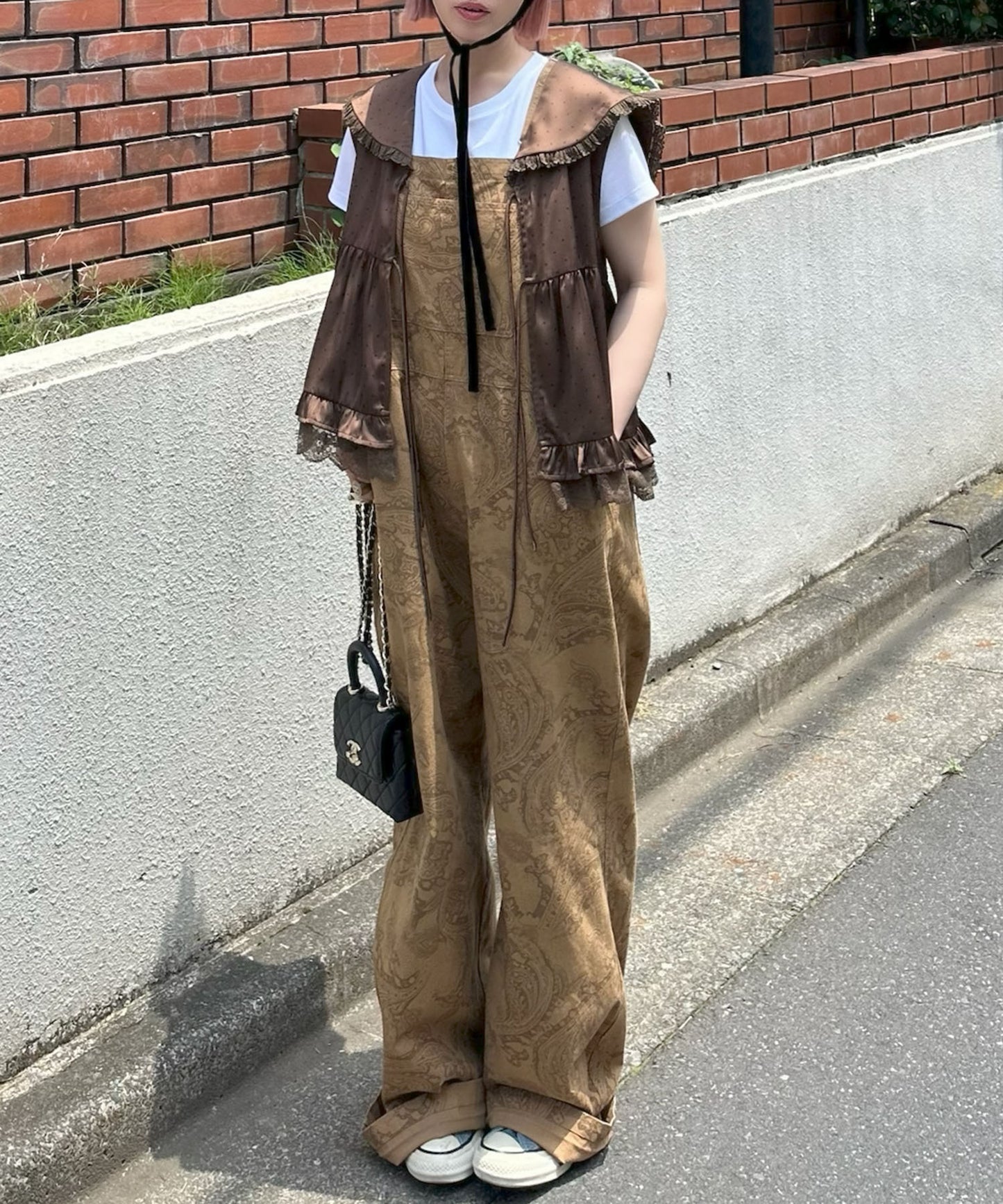 ペイズリー柄サロペット【ベージュ】