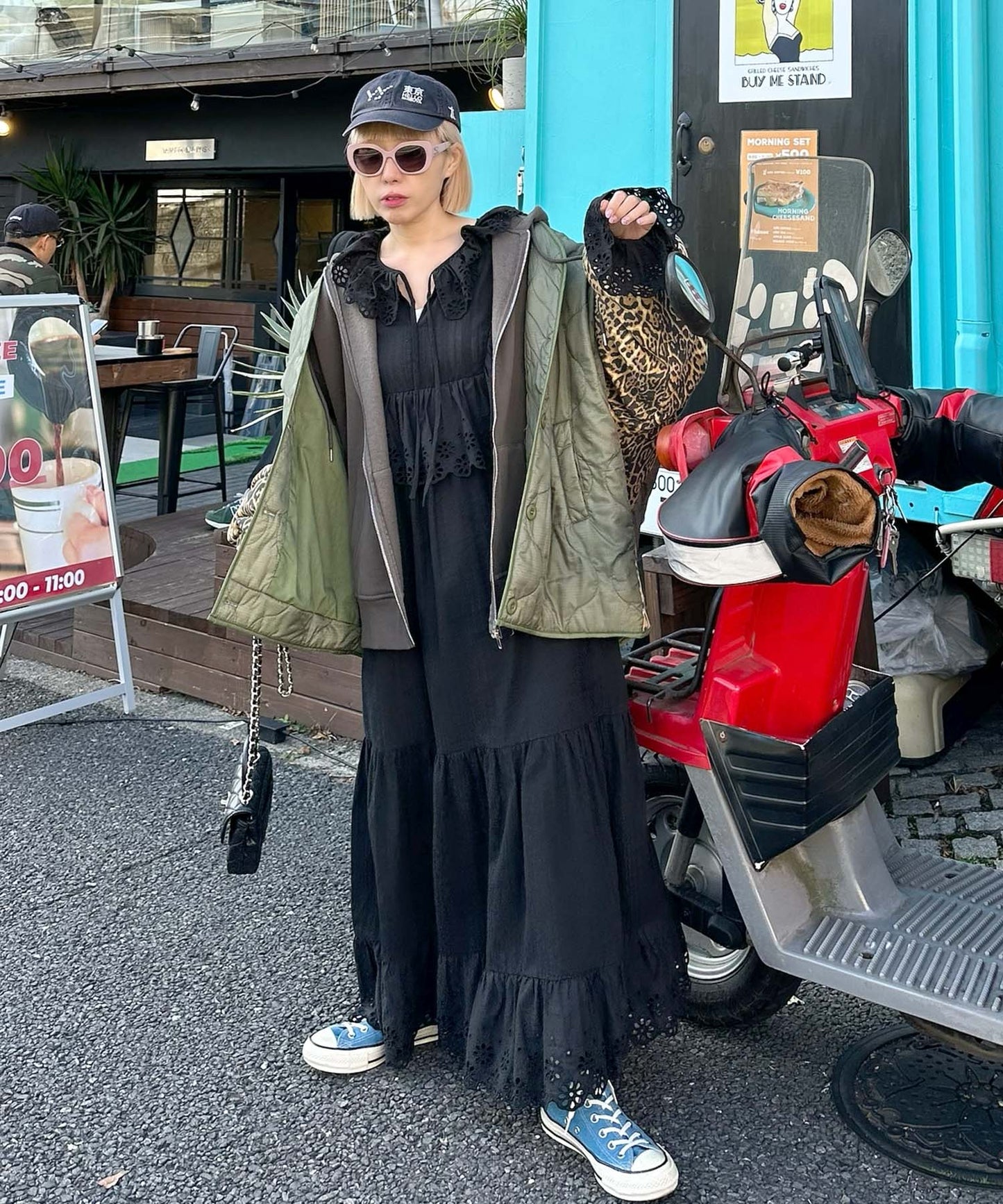 レースどっさりワンピ【ブラック】