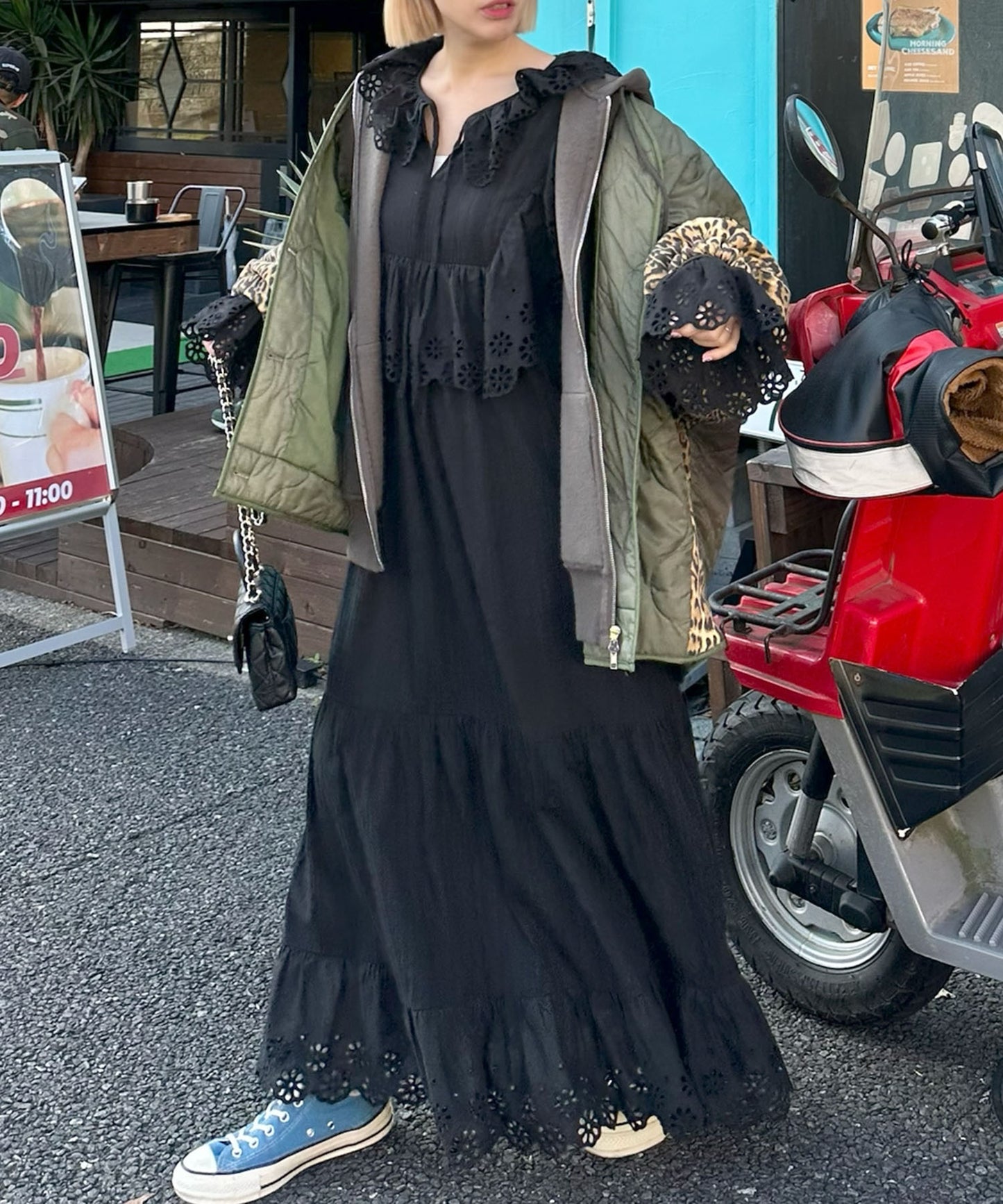 レースどっさりワンピ【ブラック】