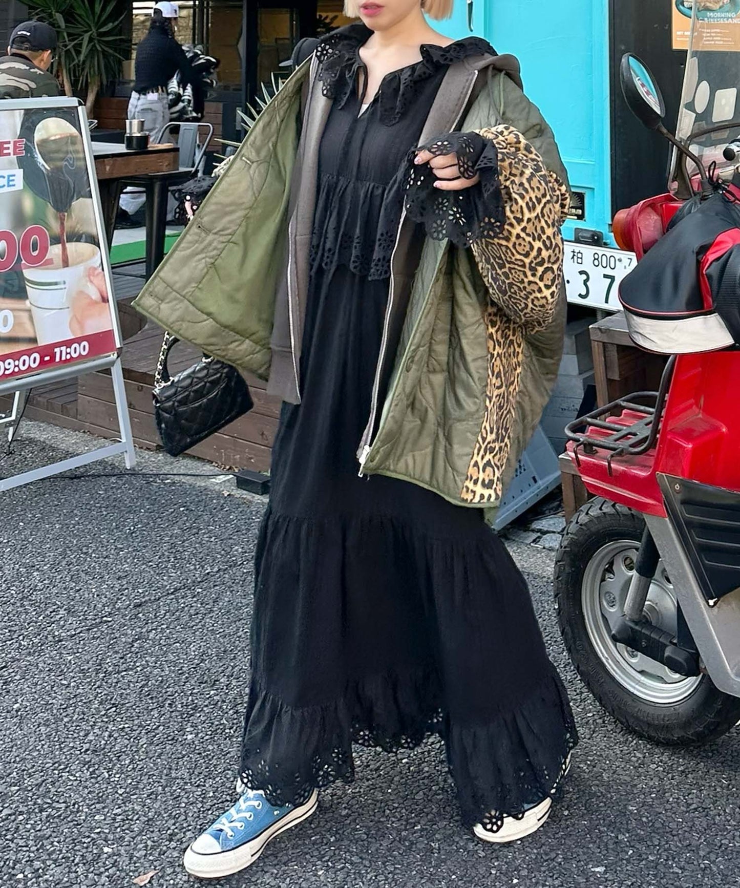 レースどっさりワンピ【ブラック】