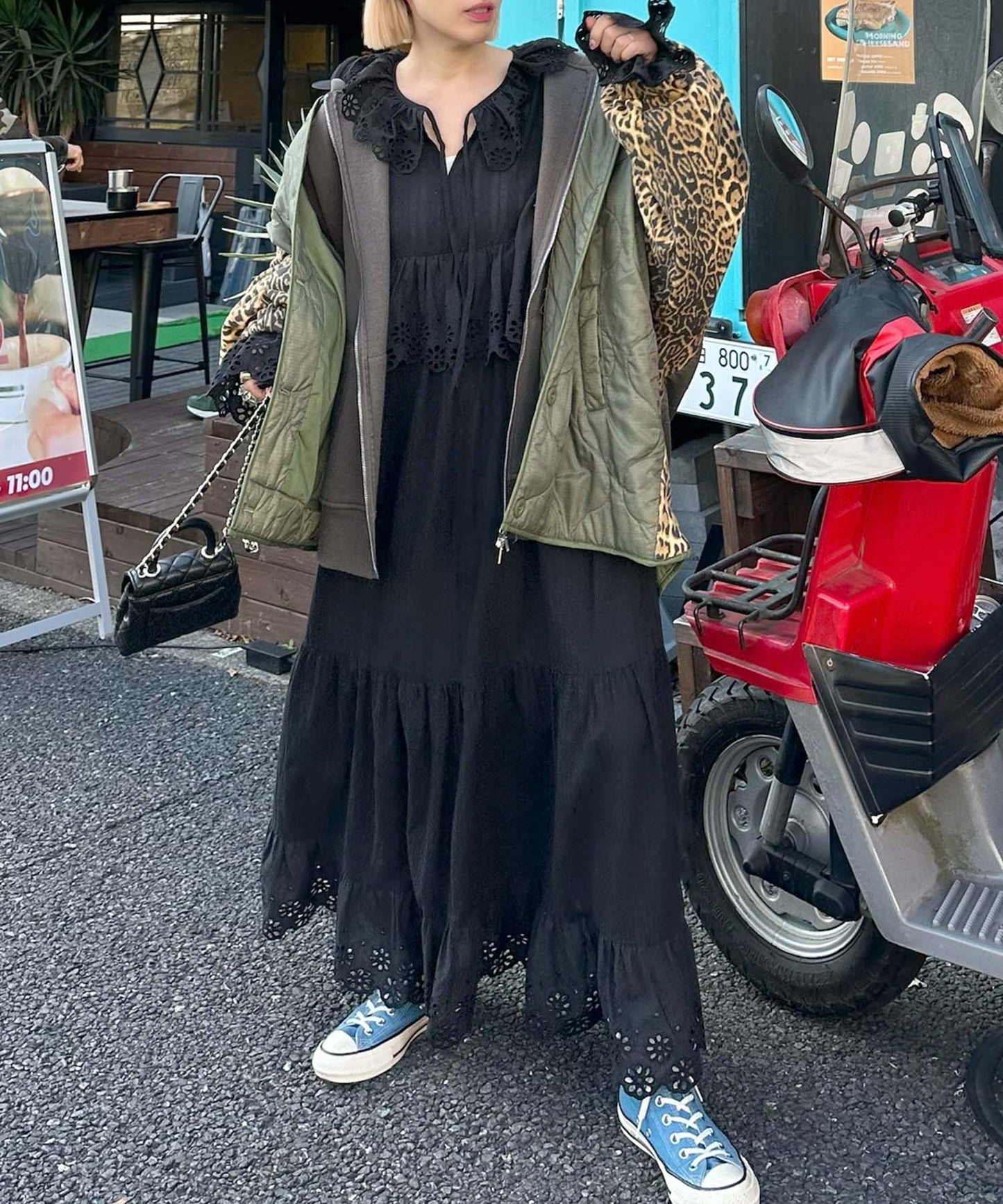 レースどっさりワンピ【ブラック】