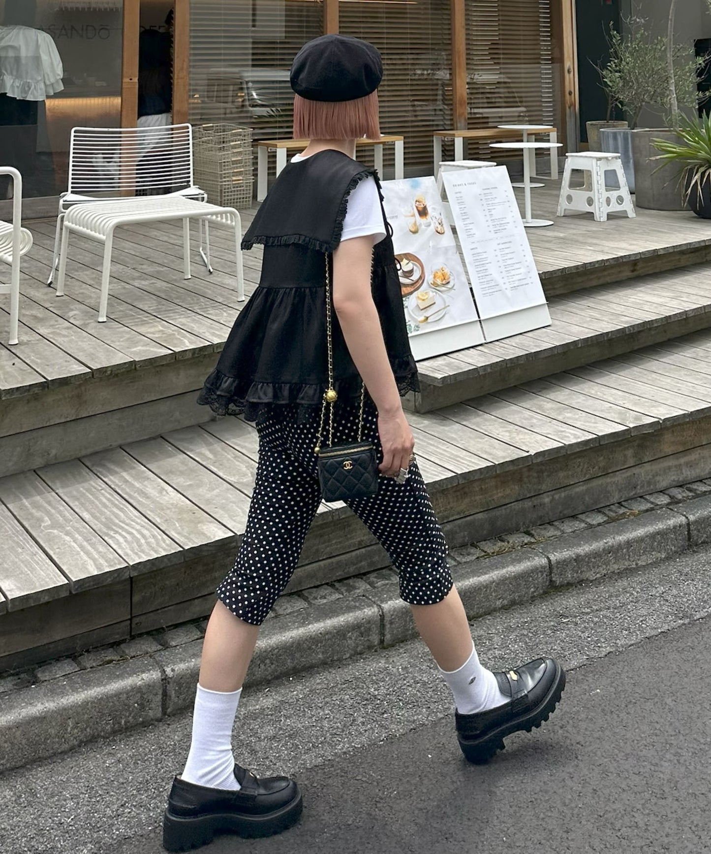 セーラーサテンノースリブラウス【ブラック】