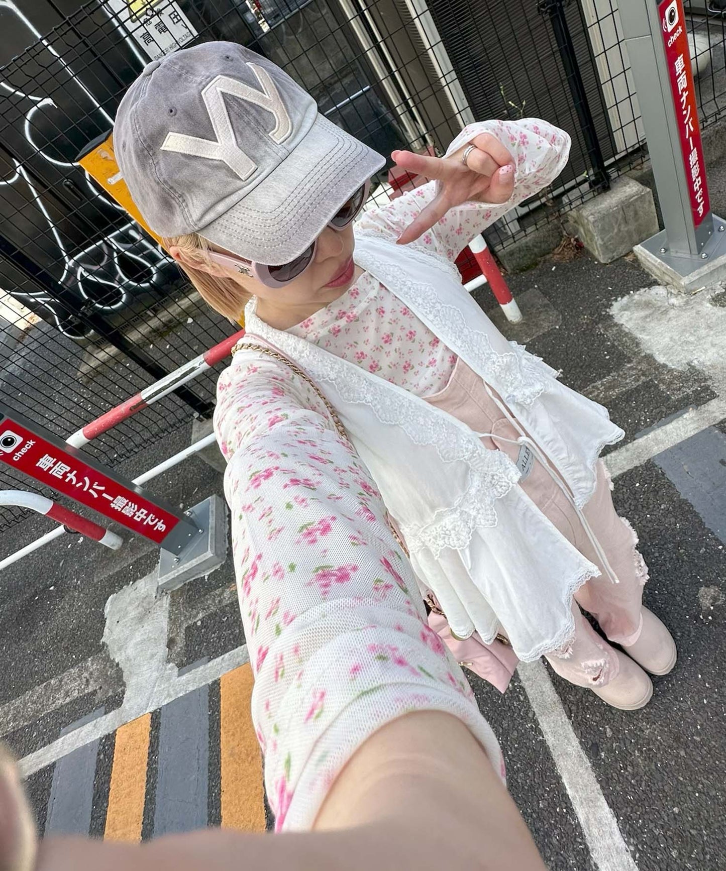 小花柄シアーインナー【ピンク】