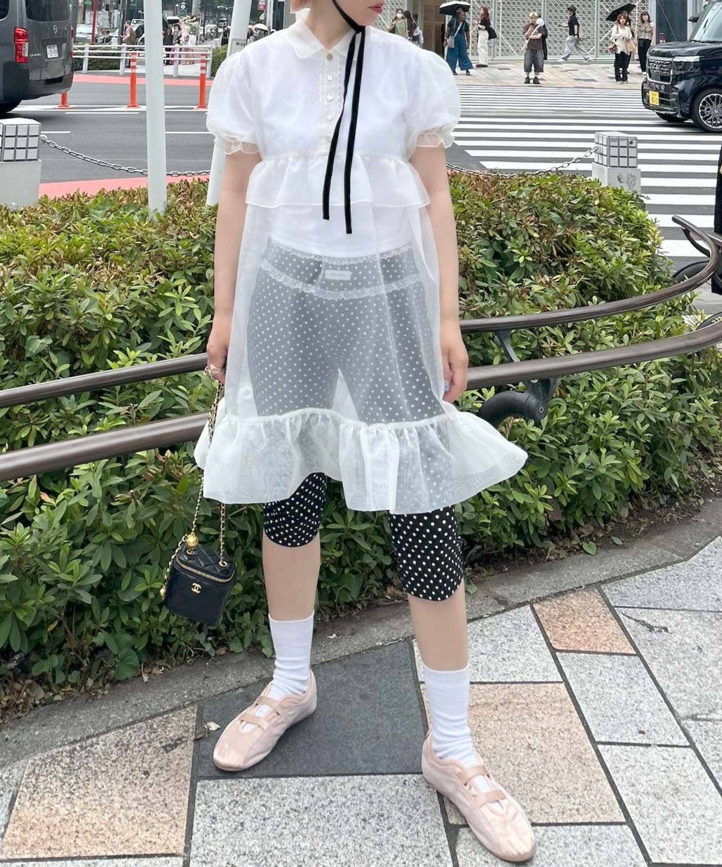 パイピング＆レースカプリパンツ【ブラック系】