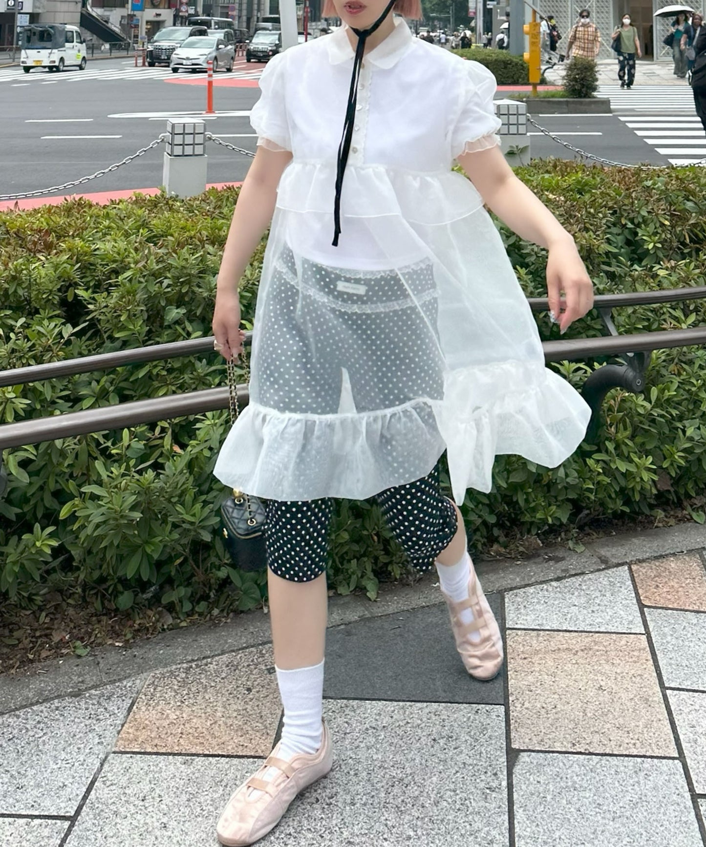 パイピング＆レースカプリパンツ【ブラック系】